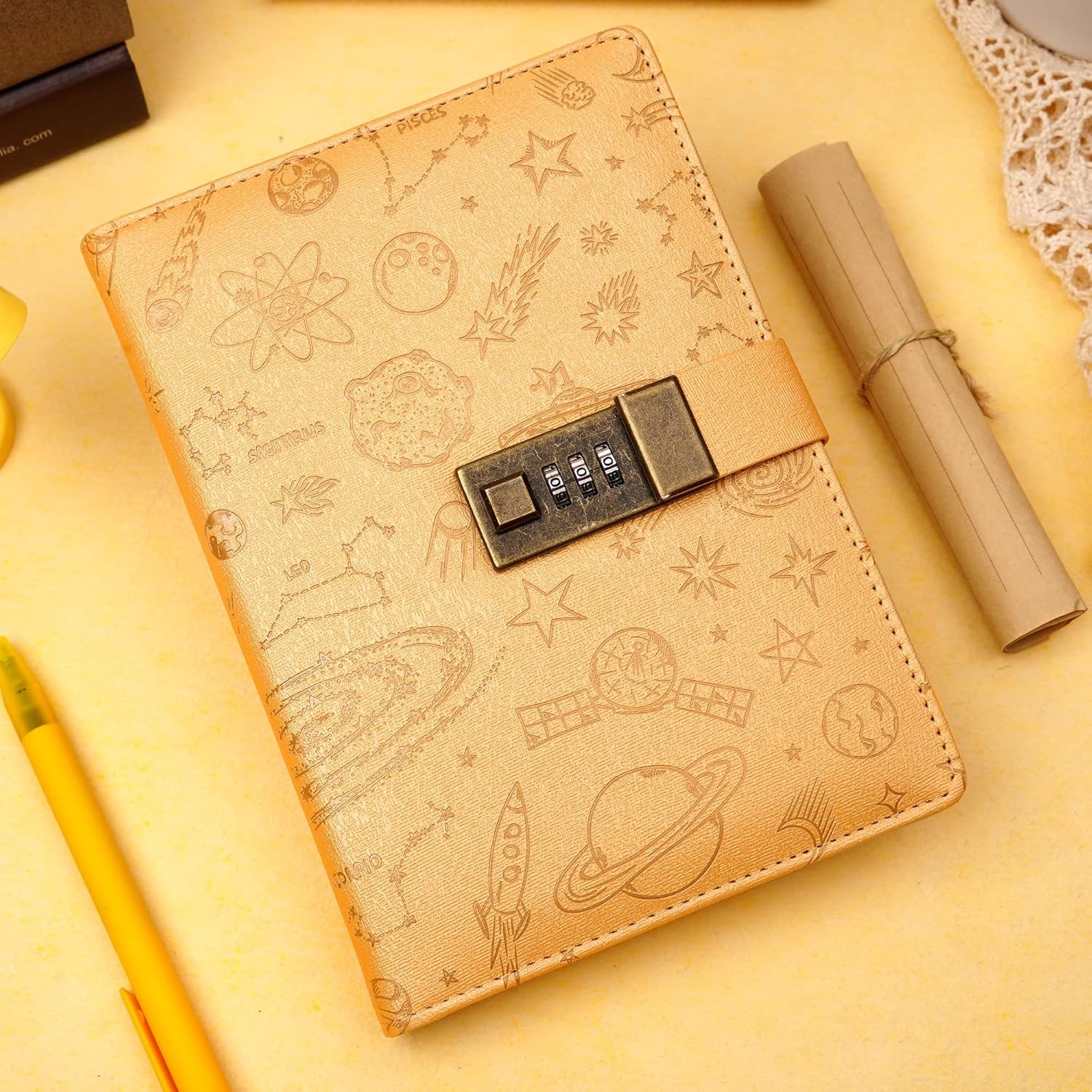 Lock Journal Leather Journal with Lock Girls Diary with Lock Combination Passwords Women Secret Diary with Pen Holder Refillable Locking Journal Notebook for Teens Adult 5.5 X 7.8 in, Sky Blue - Image 7