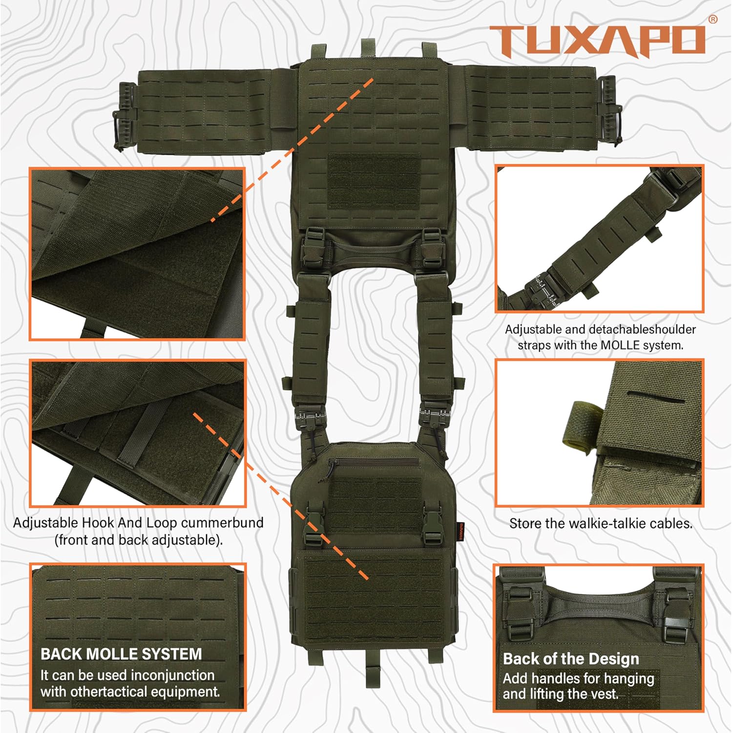 Tactical Molle Vest Laser Cutting Modular Lightweight Quick Release Adjustable Vests