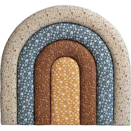 Creative Co-Op Arched Cotton Upholstered Twin, Multicolor Headboard, Multi