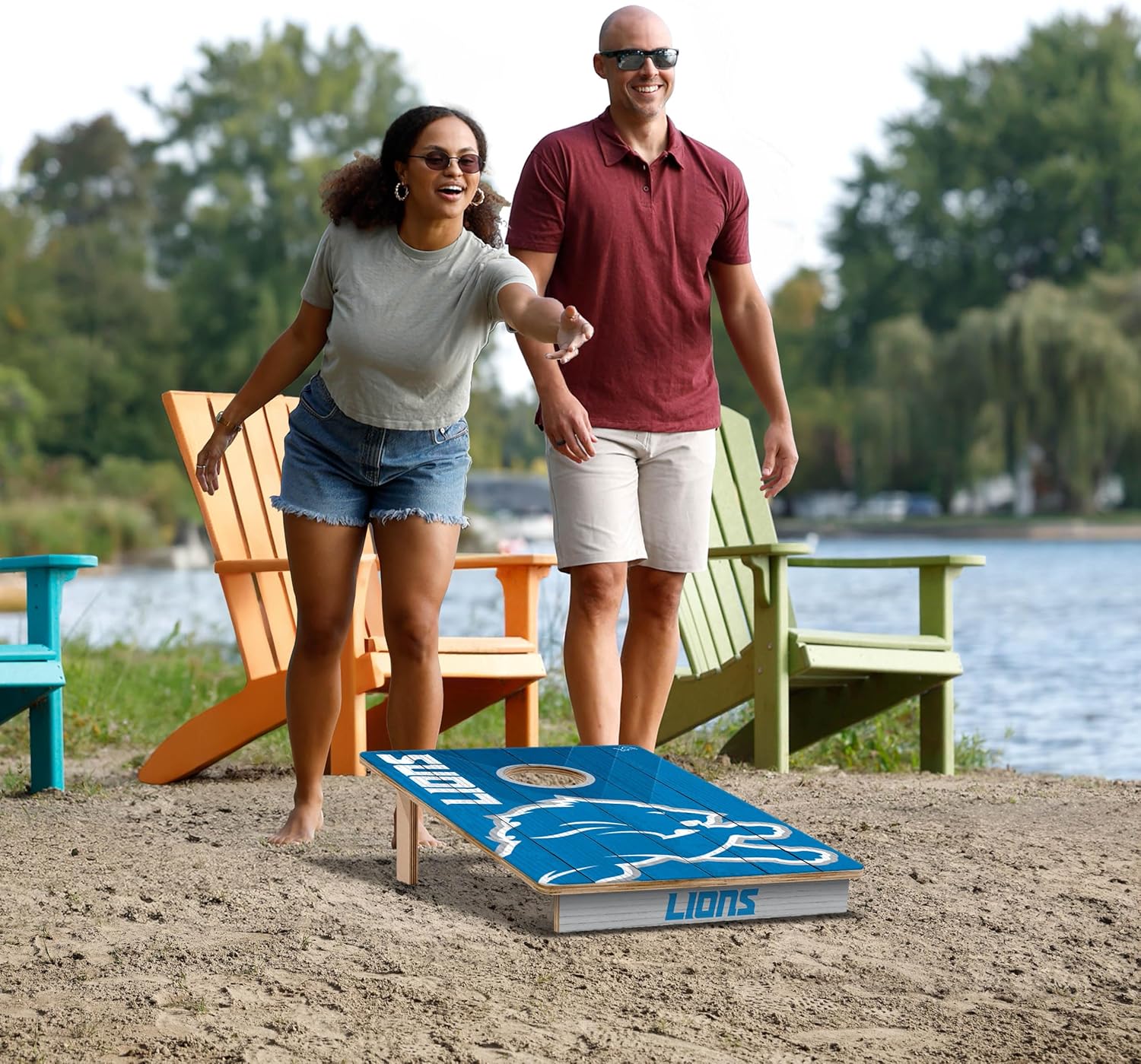 YouTheFan NFL 2’ x 3’ Wood Cornhole Game with Logo Bags