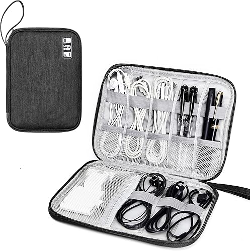 SELLYFELLY Organizador de artículos electrónicos de viaje, bolsa organizadora de cables portátil para almacenamiento de accesorios electrónicos para