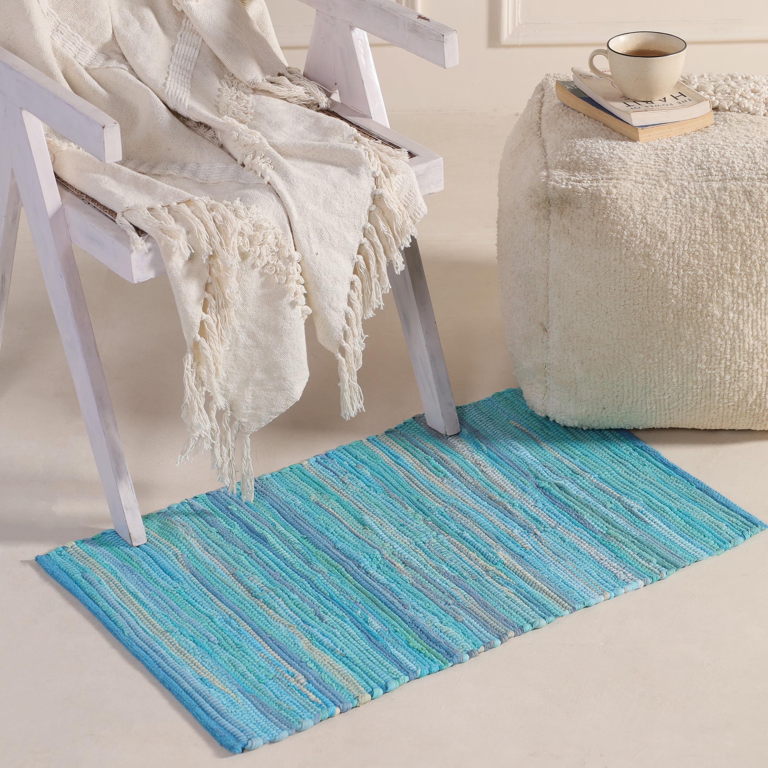 COTTON CHINDI RUG GREEN/BLUE 1300×1900 Cotton Chindi Rug Loom