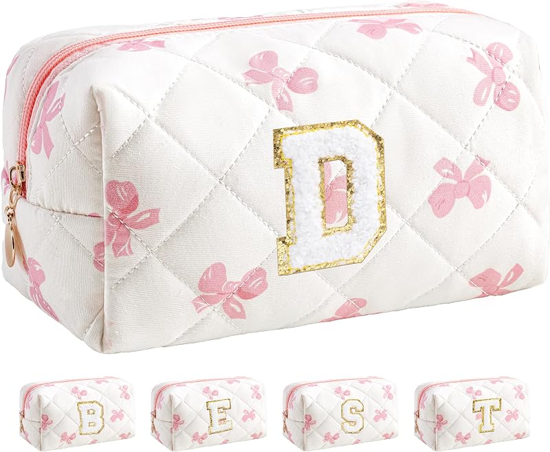 Necessaire de maquiagem HBselect com estampa Pink Bow e fechamento por zíper
