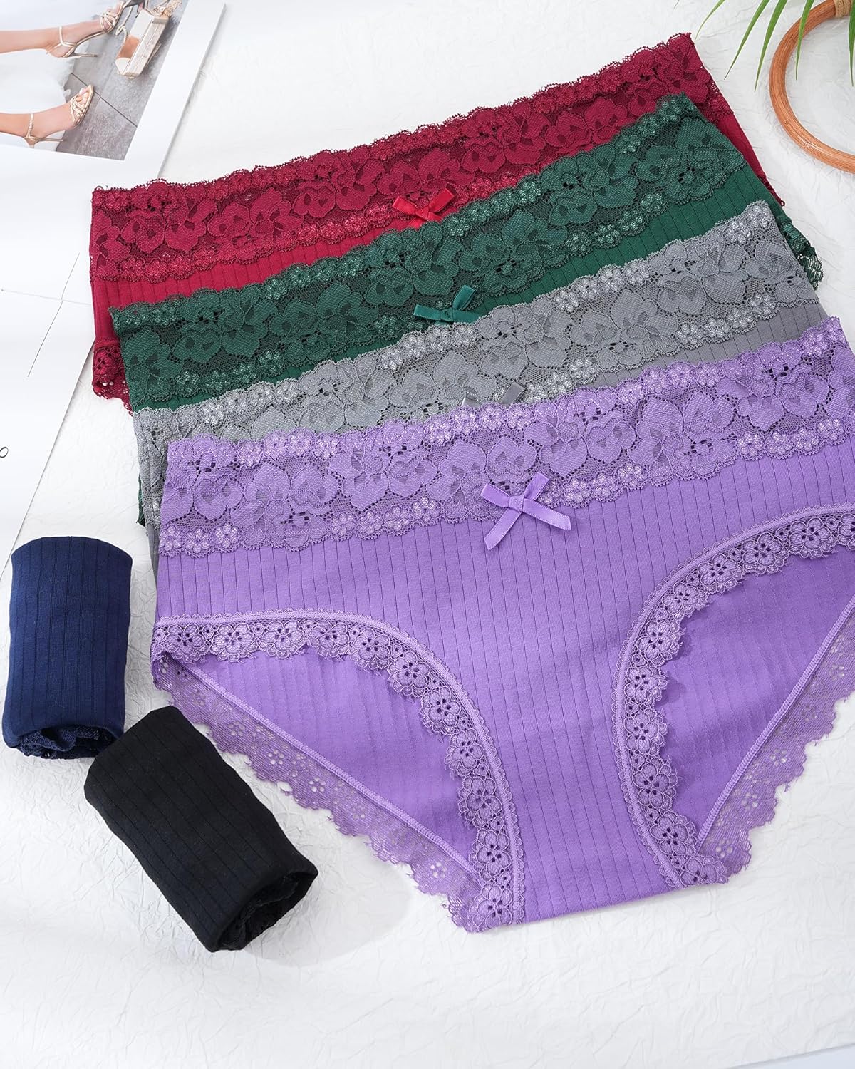 Aijolen Cotton Underwear for Women Breathable Lace Bikini Panties Ladies Hipster Underpants S-XL - Image 3