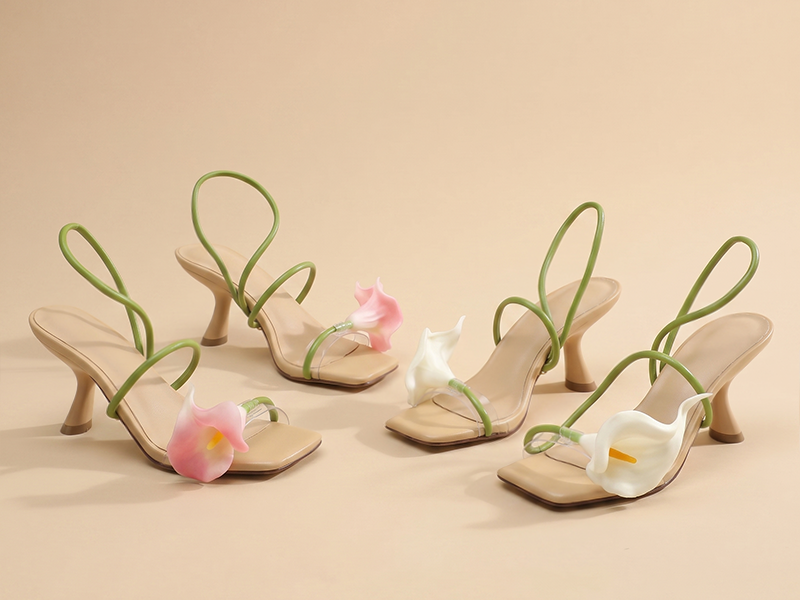 新品OHGA PETIT FLOWER PUMPS Amazon.com | Oakmoo Flower Kitten Heels for Women Open Square Toe