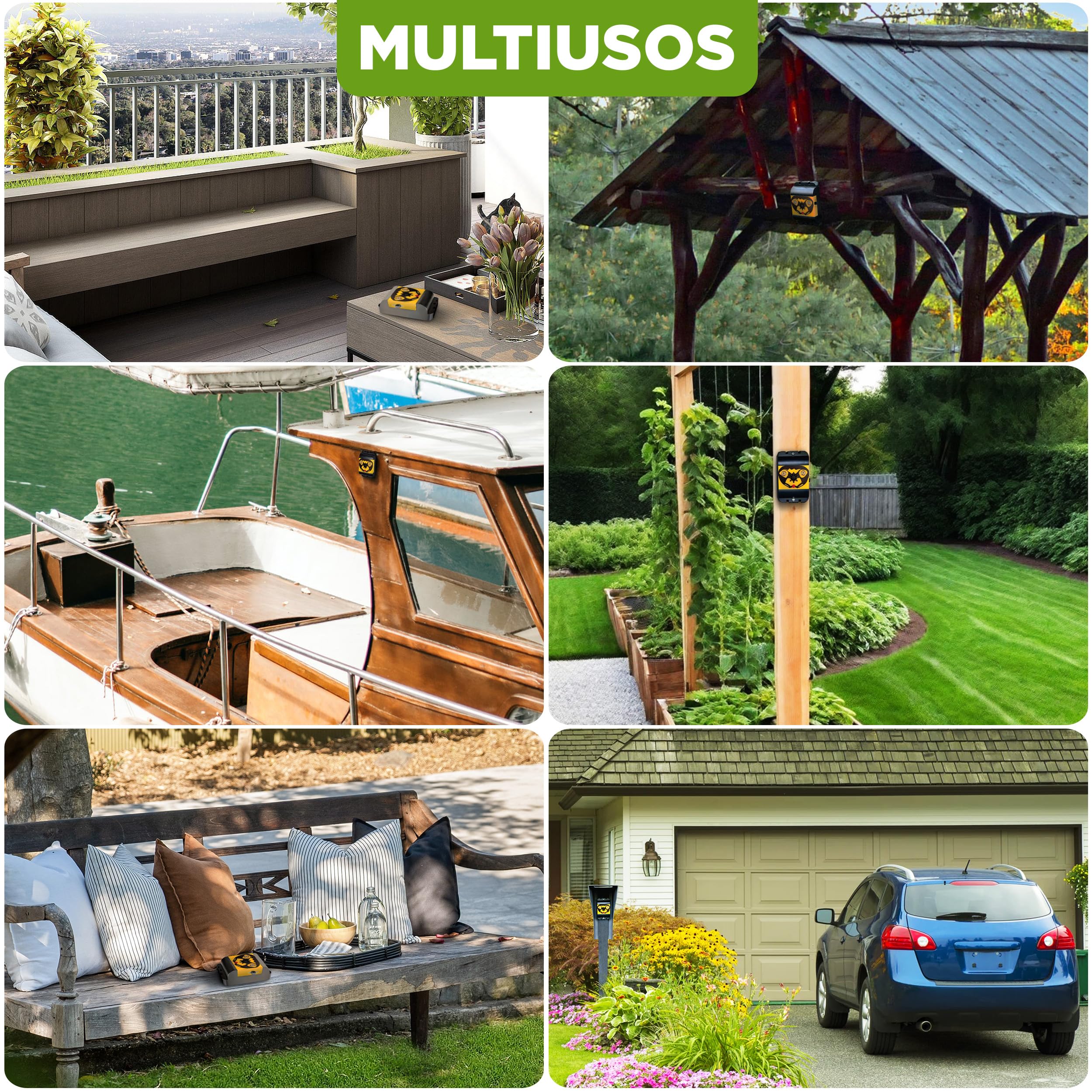 ISOTRONIC Repelente de Aves con luz y ultrasonido – Ahuyentador de Aves a Pilas para ahuyentar pájaros y Palomas – Repelente de Palomas para balcón y jardín – Alcance Efectivo de 40 m² (3 Unidades)