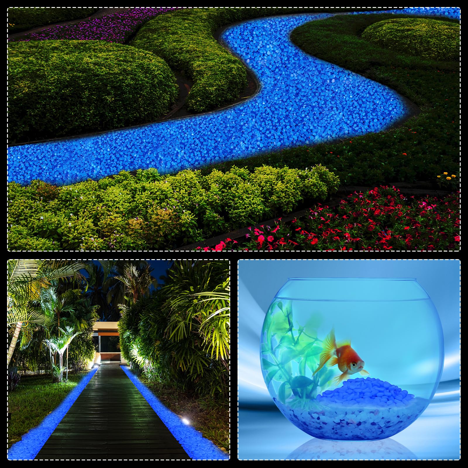 500 Pierres Lumineuses Phosphorescentes 5-8mm - Galets Fluorescents Bleu Clair Pour Jardin, Aquarium, Décoration