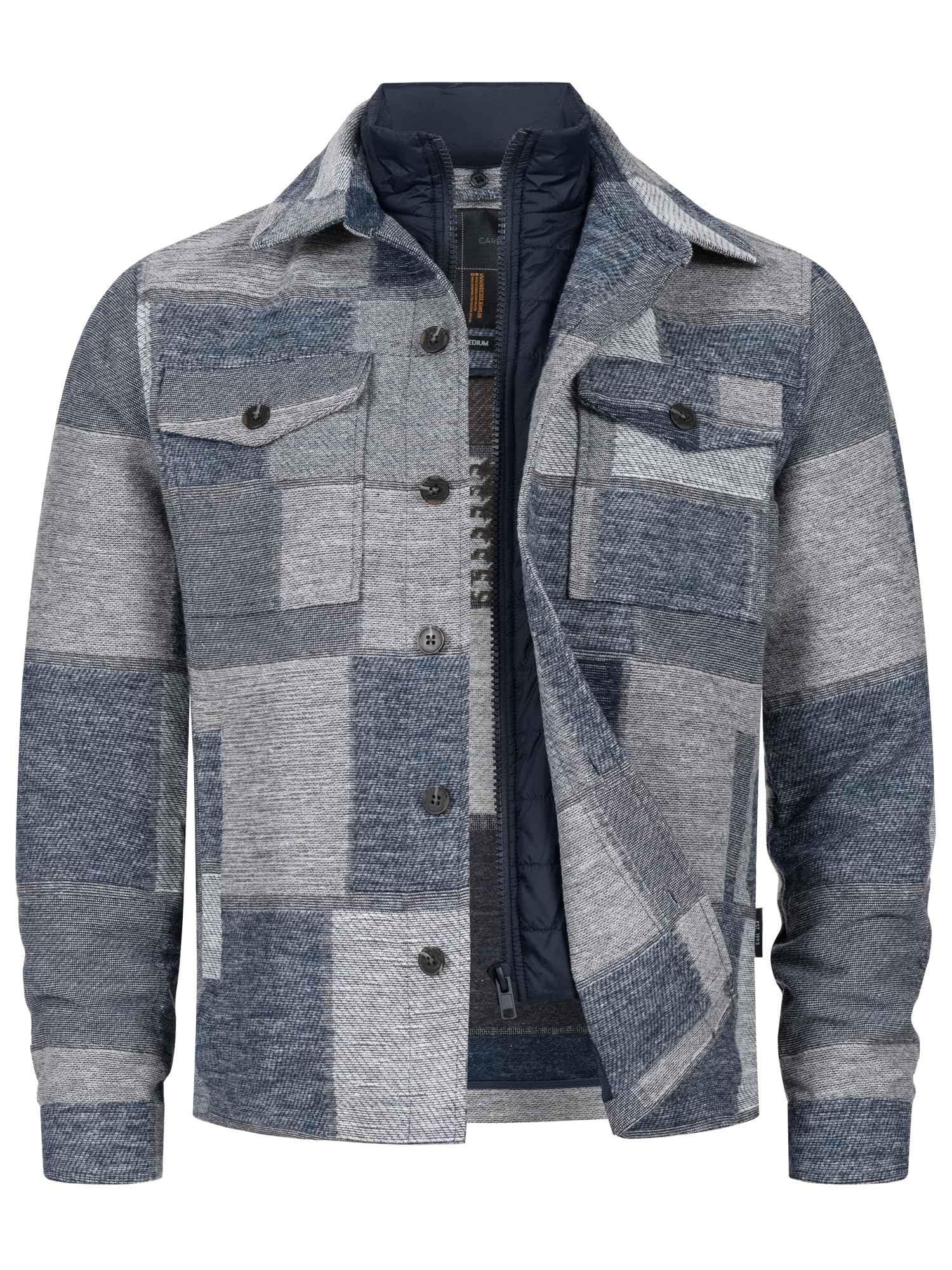Indicode Chaqueta de leñador a cuadros INDjango para hombre | Chaqueta de entretiempo con forro extraíble para hombres