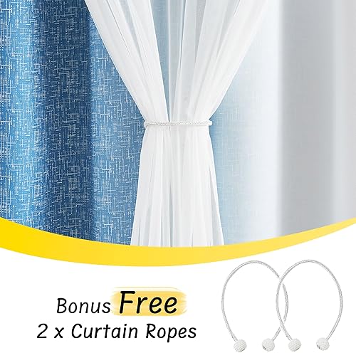 Miniatura 4 de Cortinas 100% opacas con superposición transparente, mezcla y combina, cortinas de doble capa de 84 pulgadas de largo, 2 paneles para dormitorio de