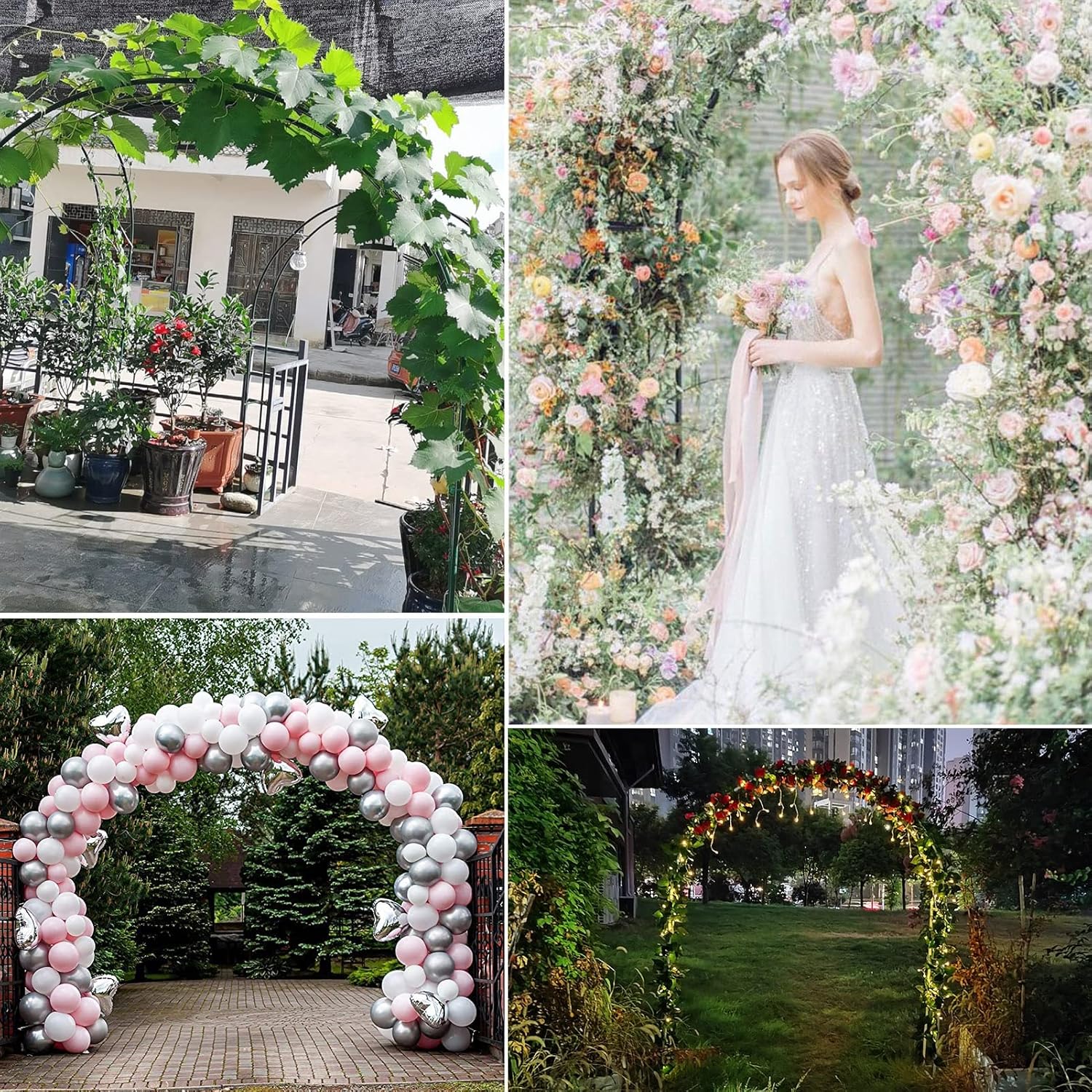 Rose arch, Metal Garden arch Weather Resistant, Plant Climbing Archway Trellis, Easy To Install Pergola Arbor Stand, for Backyard, Patio, Lawn Wedding Decor Arches ( Color : White , Size : 280x220x25c