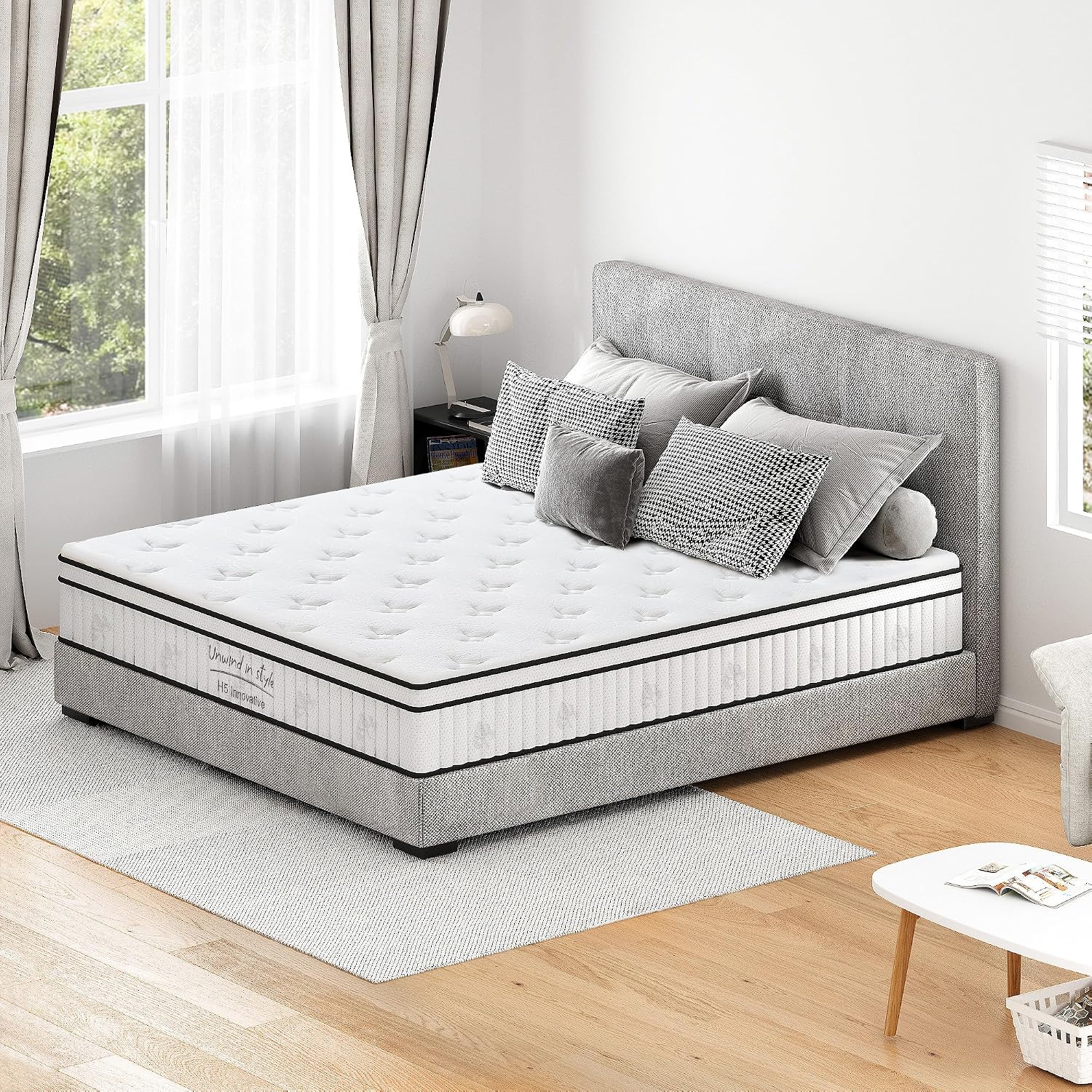 King Size Mattress,12 Inch Hybrid Mattress, Individually Pocketed Innerspring, Medium Firm with Comfort Foam for Pressure Relief & Cool Fresh Sleep, 80" x 76" (King+12 Inch)