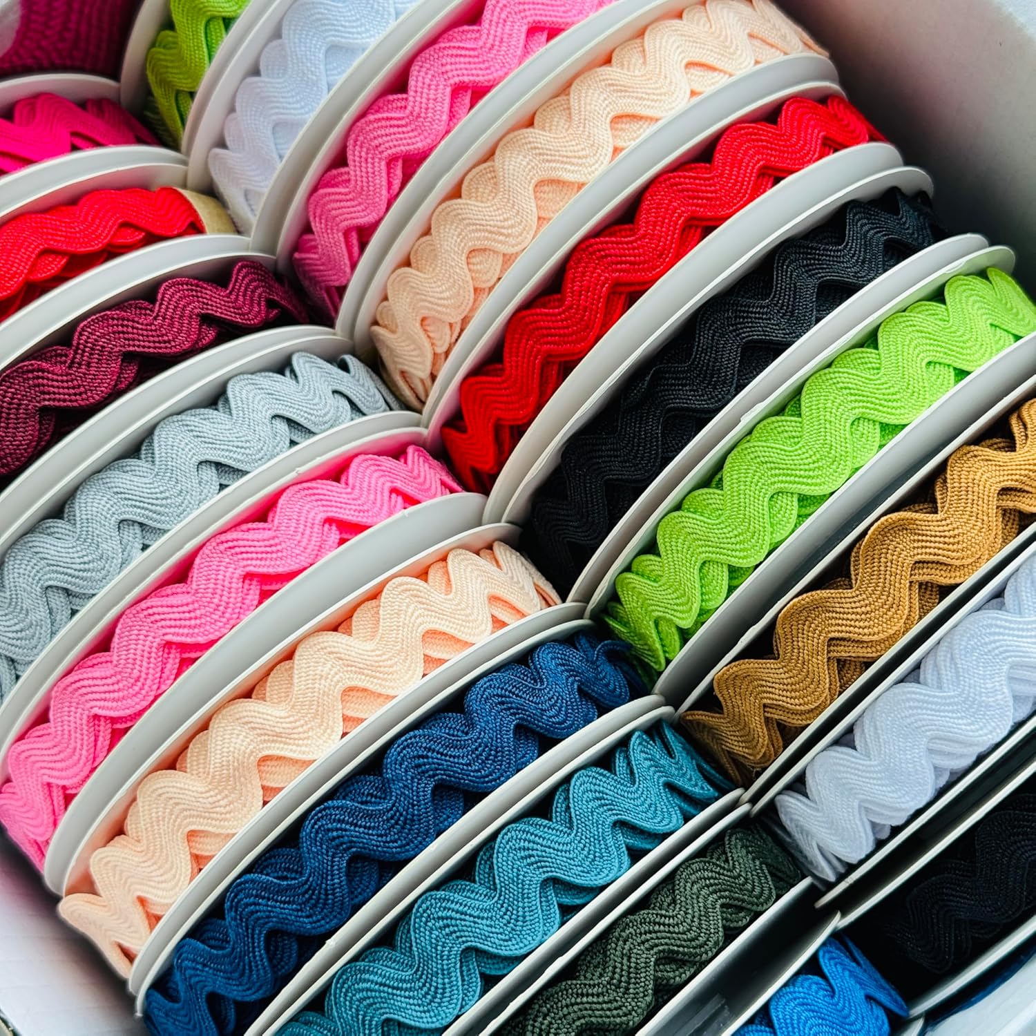 100 Yards Colorful Rick Rack Trim Ribbon Zig Zag Braid Woven Trim Ribbon Wave Bending Fringe Lace DIY Crafts for Sewing (Set 1)