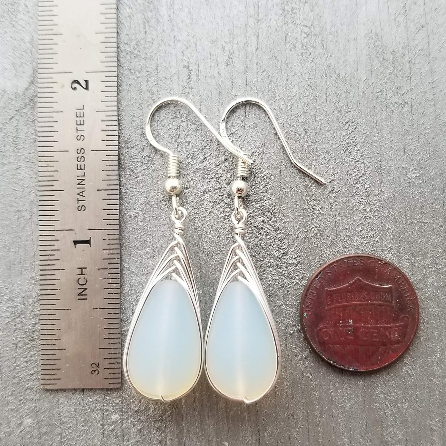 Yinahawaii Handmade Sea Glass Earrings, Hawaiian Jewelry, Wire Braided Earrings Teardrop Earrings, Beach Jewelry Sea Glass Jewelry For Women Birthday Gift - Image 3