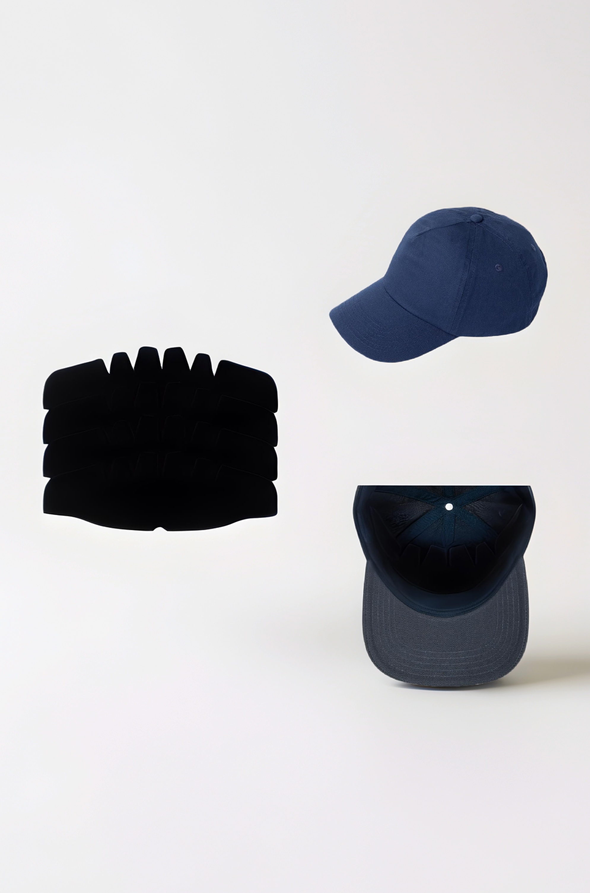 3Pk Plus 1 Free| Black Baseball Caps Crown Inserts| Snapback Support| Fitted Caps hat Liner| Dads Cap
