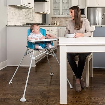 Regalo My Portable High Chair, Foldable High Chair for Babies & Toddlers, Indoor/Outdoor Baby Chair, Travel High Chair with Tray & Cup Holder, Aqua