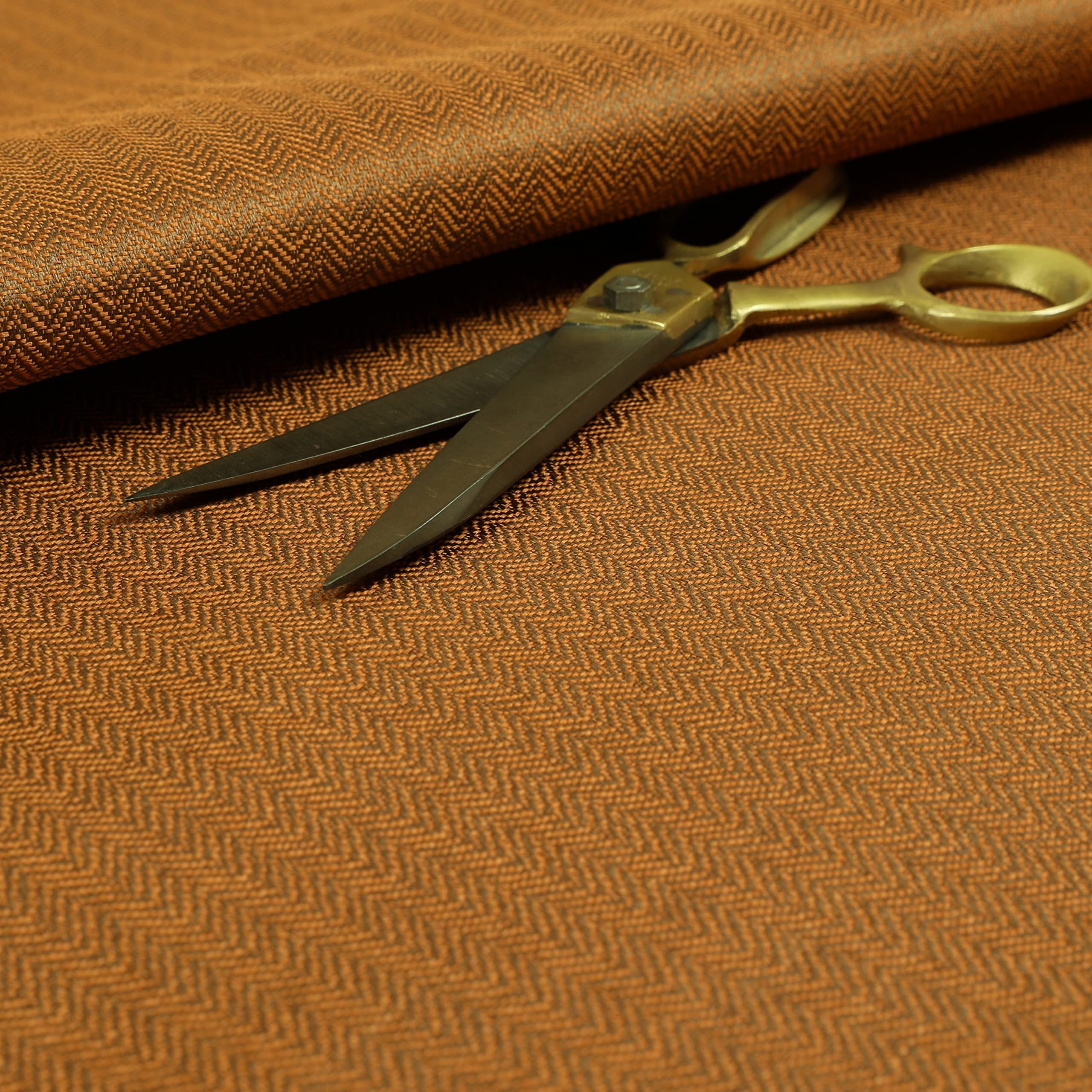 Redbrick Mill Fabrics Flame Retardant Herringbone Pattern Semi Plain Medium Weight Upholstery Fabric in Orange Colour (1 Metre)