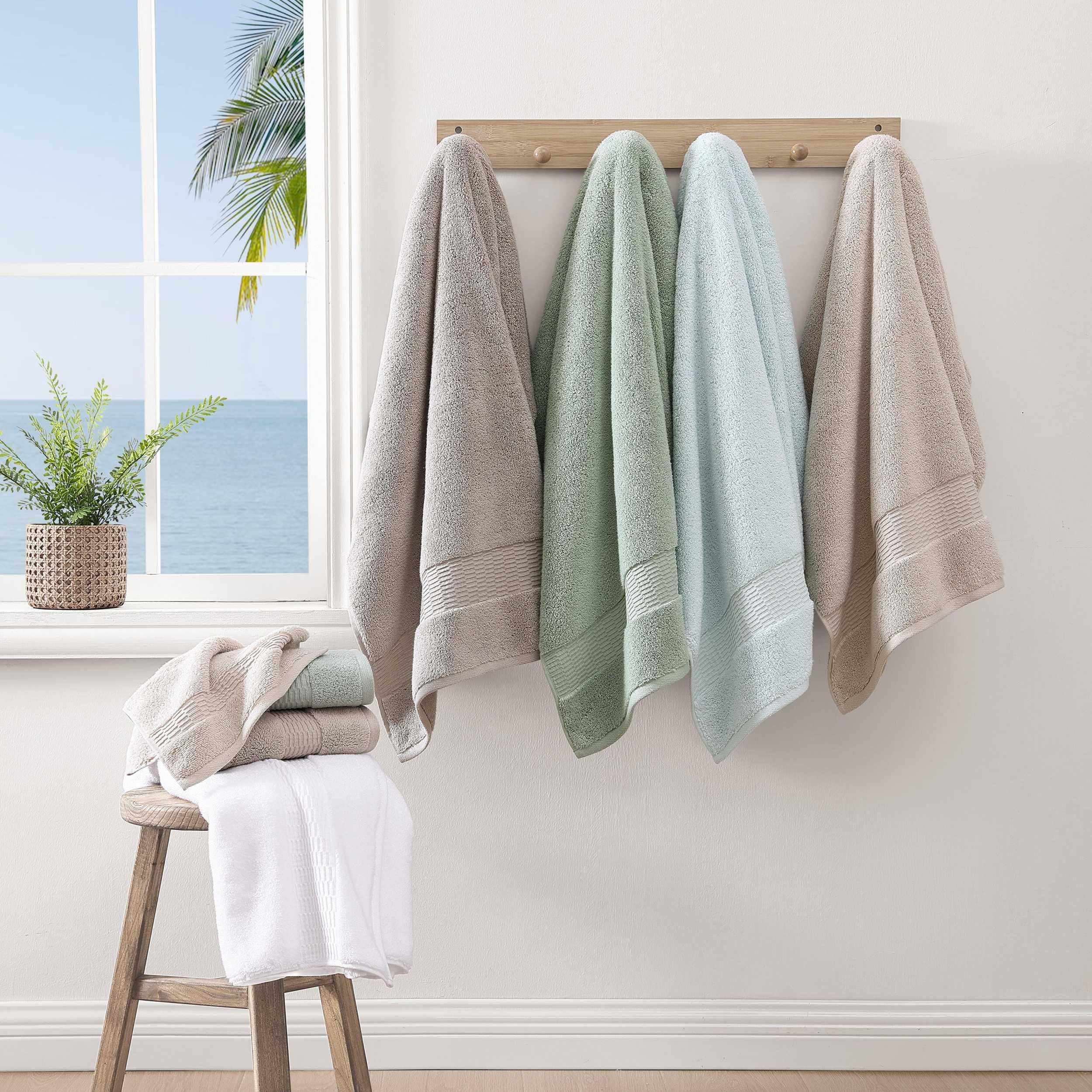 Tommy Bahama - Juego de toallas de baño, algodón suave y altamente absorbente, baja pelusa y resistente a la decoloración, esenciales de baño (ramas largas, beige, 3 piezas)
