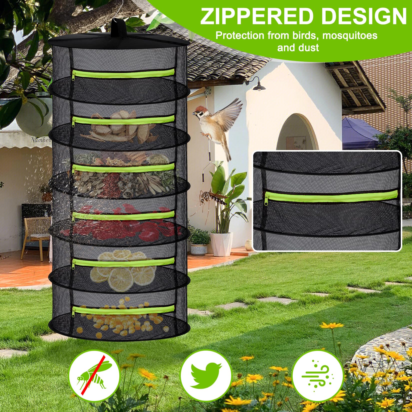 Secador de Hierbas de 6 Capas Con Ganchos en Forma de S - Red de Secado para Plantas, Carne y Flores