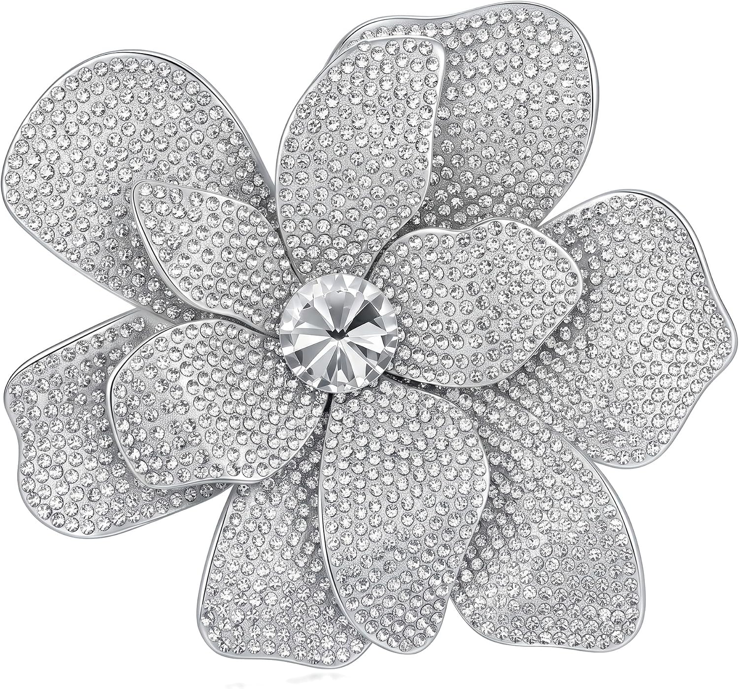 Rhinestone Camellia Flower Brooch Pins & Hair Clips