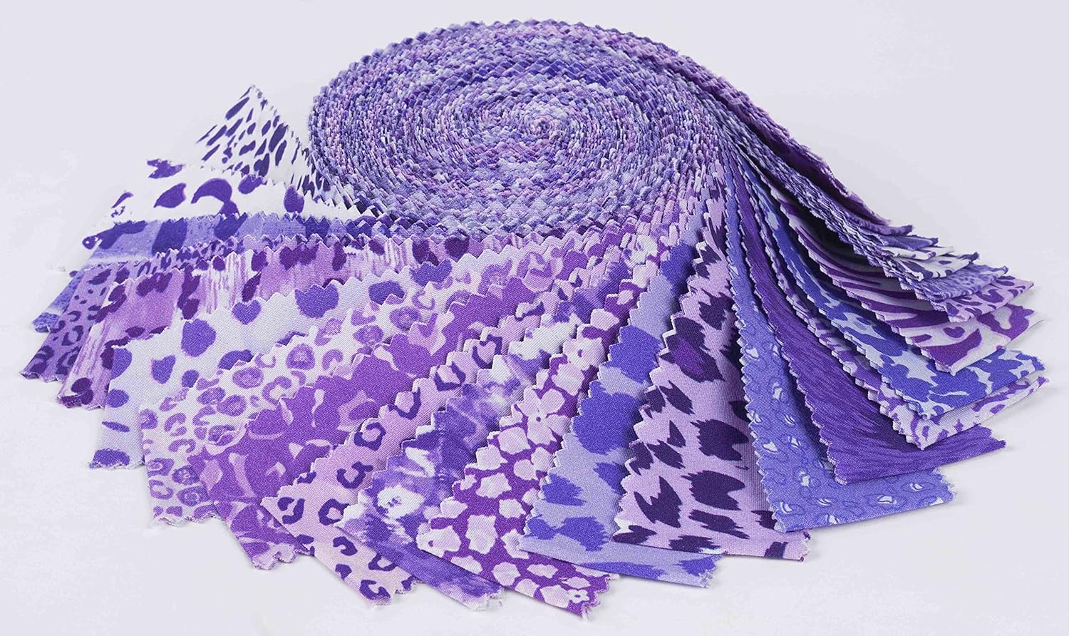 Soimoi 40Pcs Floral Artistic Print Precut Fabrics Strips Roll Up 1.5x42inches Cotton Jelly Rolls for Quilting - Violet