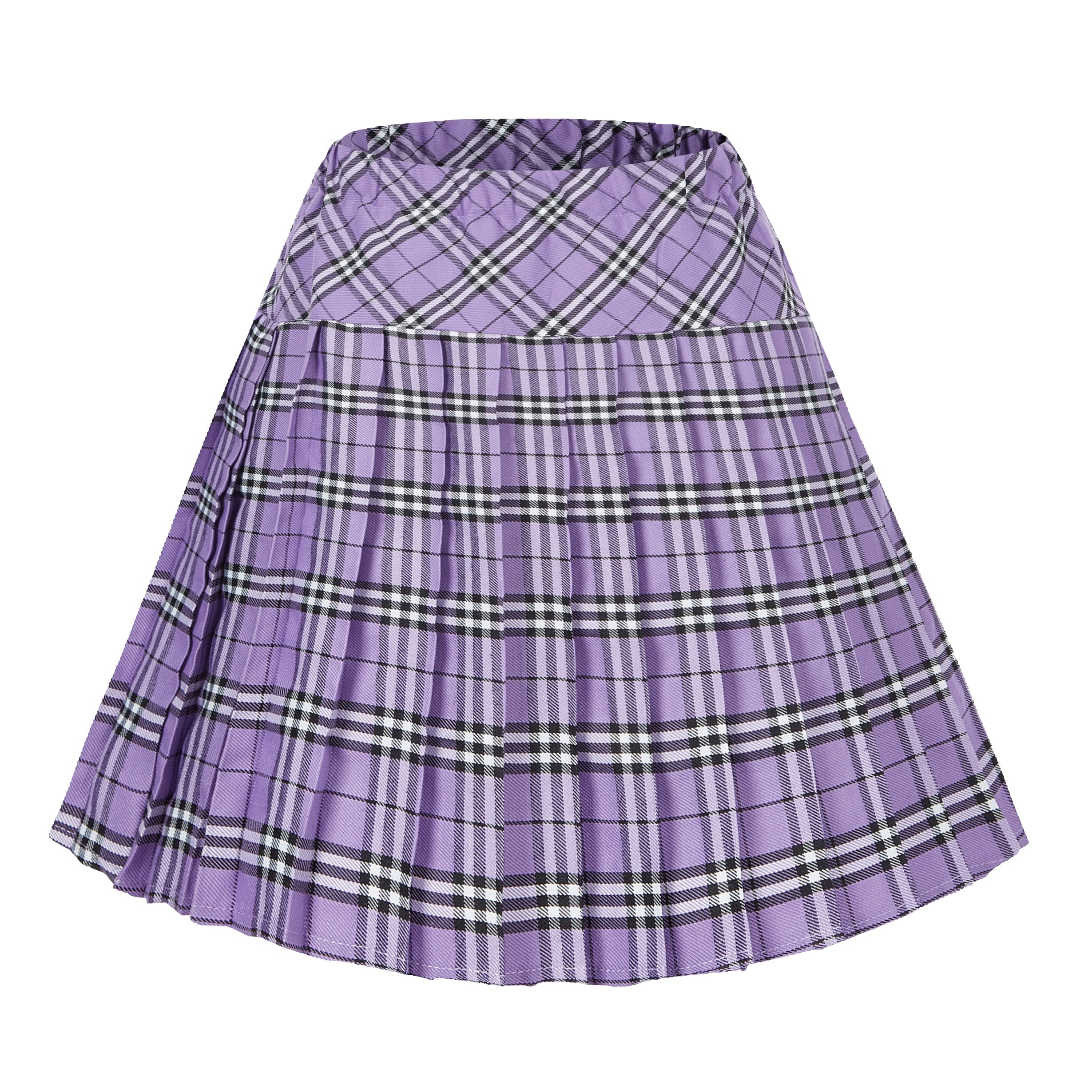 Urban CoCo Women's Elastic Waist Tartan Pleated School Skirt
