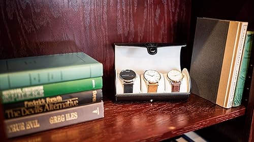 Miniatura 5 de Case Elegance - Caja de viaje de cuero vegano para reloj, Negro