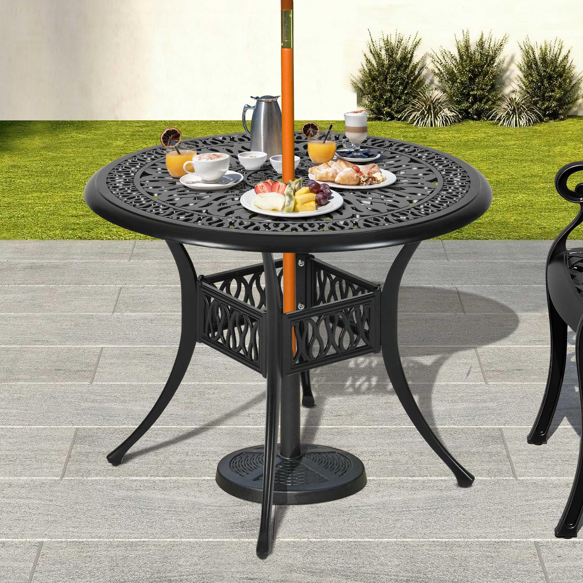 Round Outdoor Table With Umbrella Hole YITAHOME 25