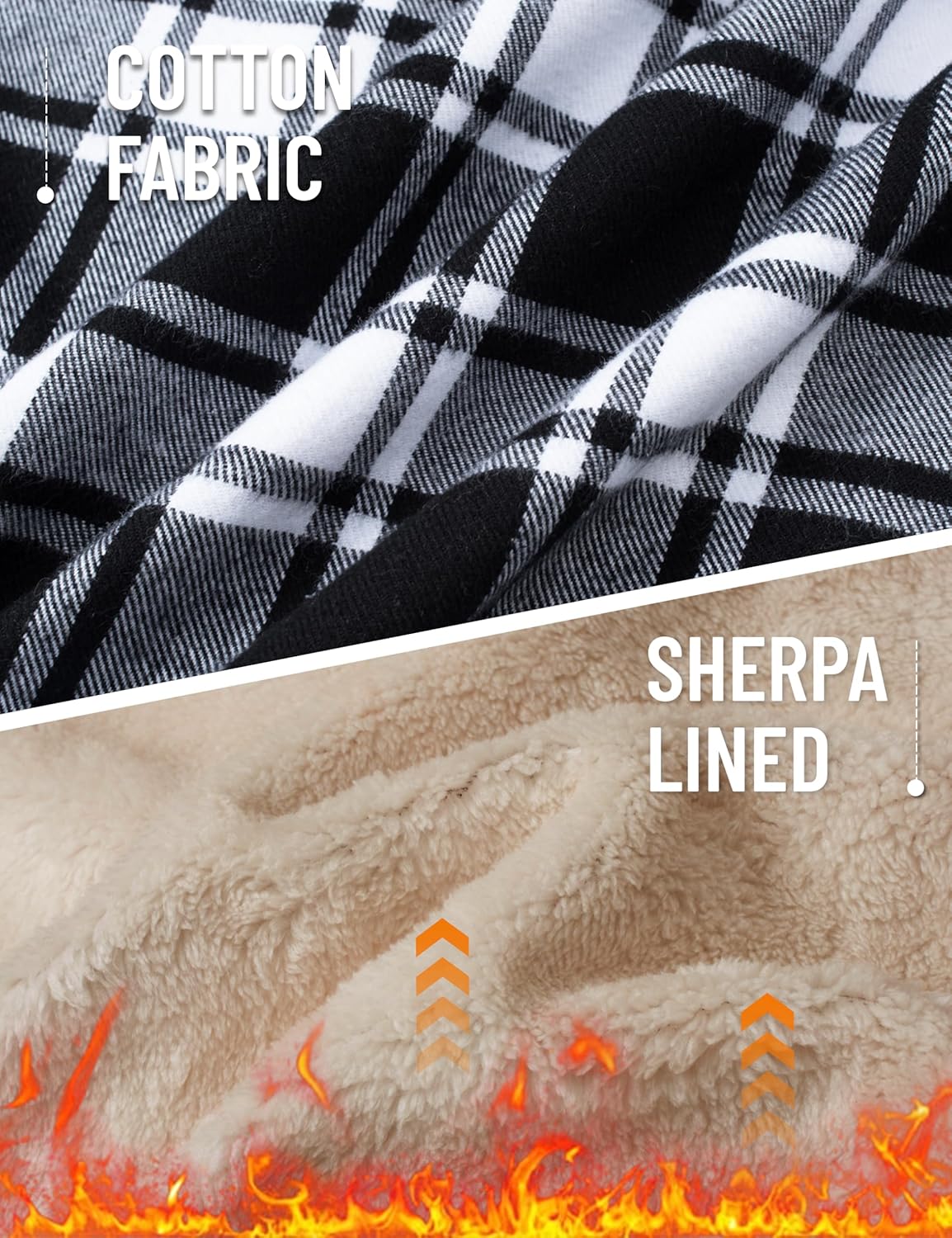 MAGCOMSEN Men's Flannel Shirt Fleece Lined Heavyweight Flannel Jacket Cotton Button Up Plaid Shirt Warm Winter Coat - Image 5