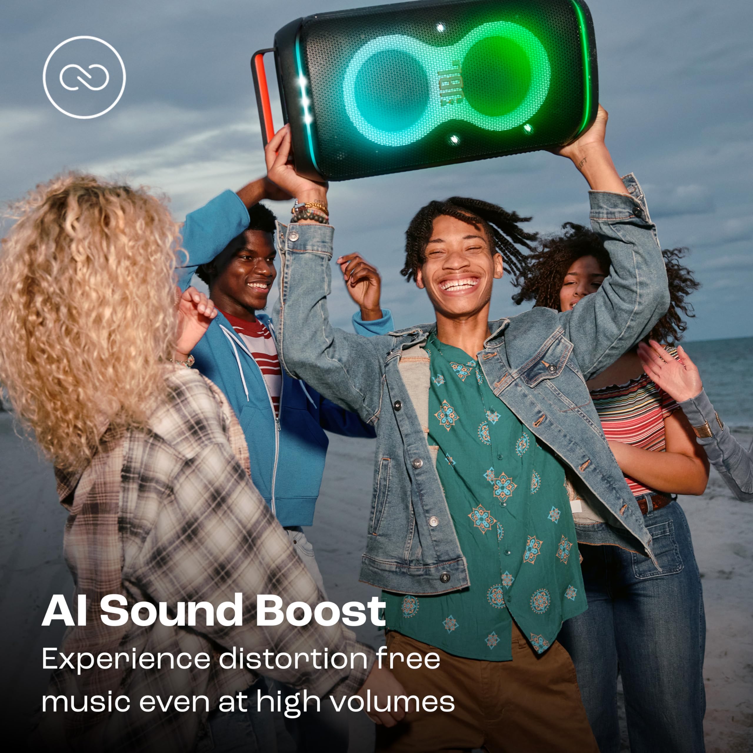 JBL Partybox 120 Wireless Bluetooth 160W Party Speaker, AI Sound Boost, Futuristic Light Show,Upto 12H Runtime,Auracast Multispeaker Support,Guitar+Mic Input — Amazon image 7