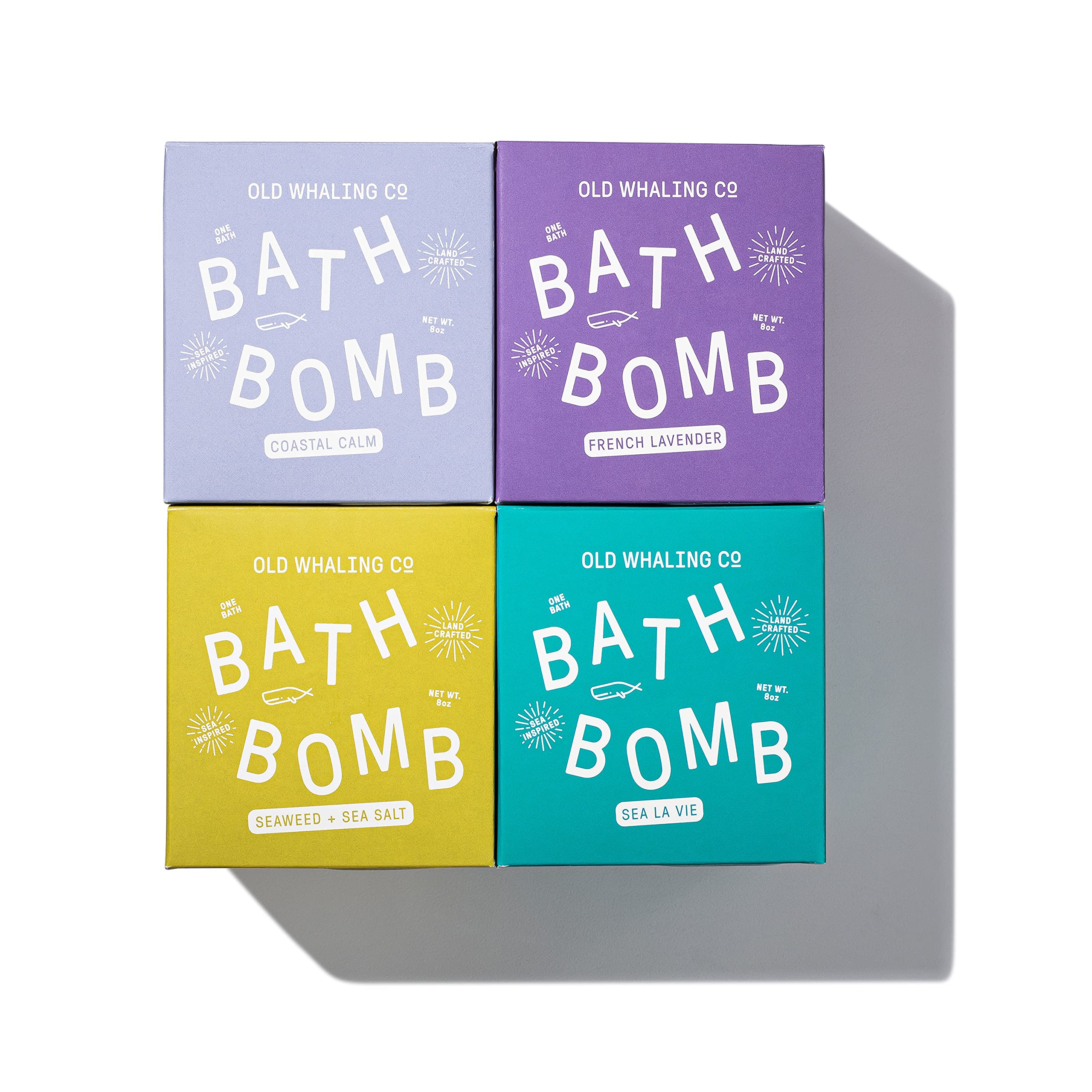 OLD WHALING COAssorted Bath Bombs – Set of 4 – Handmade Bath Soak with Epsom Salts – Cleansing, Soothing and Moisturizing Fizz – Beachy Bath and Body Products, 8 oz