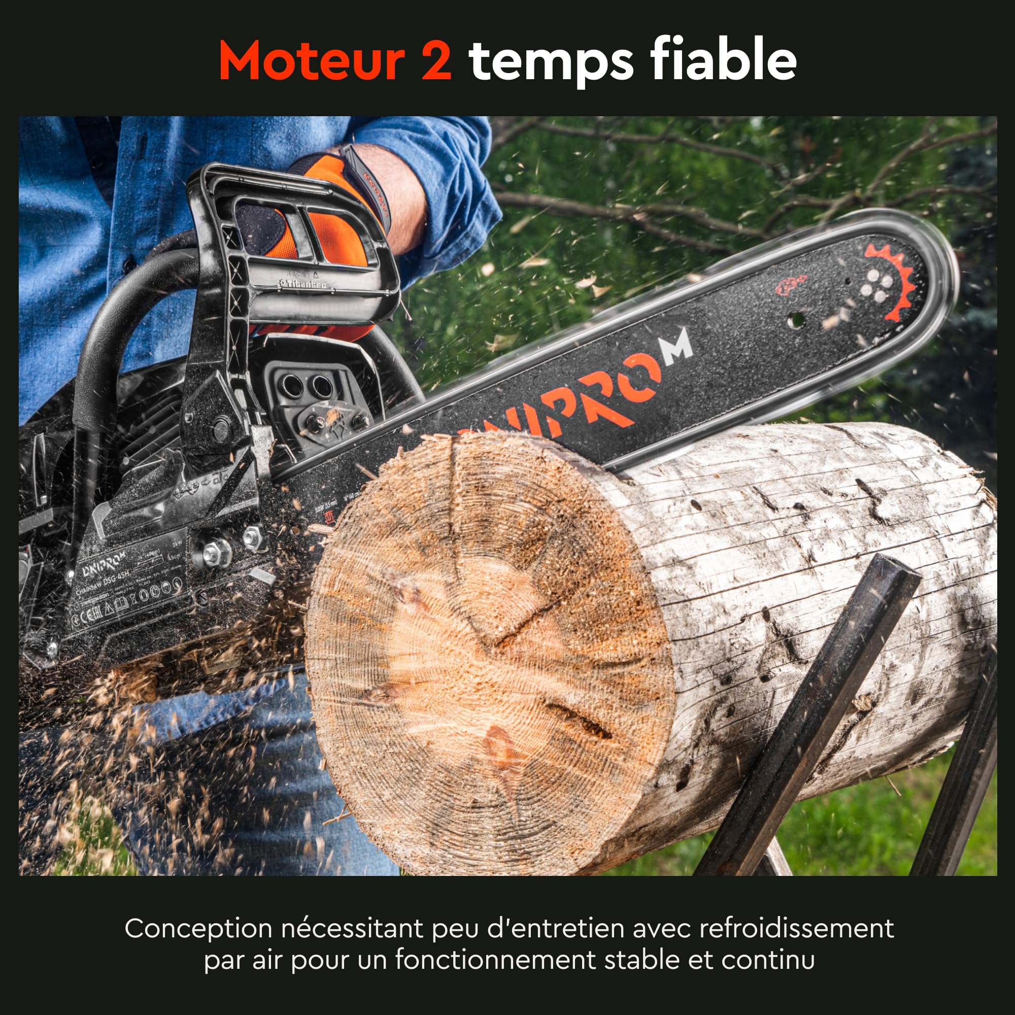 Tronçonneuse Essence DSG-45HE 45cc 2000W, Guide 40cm + Huile