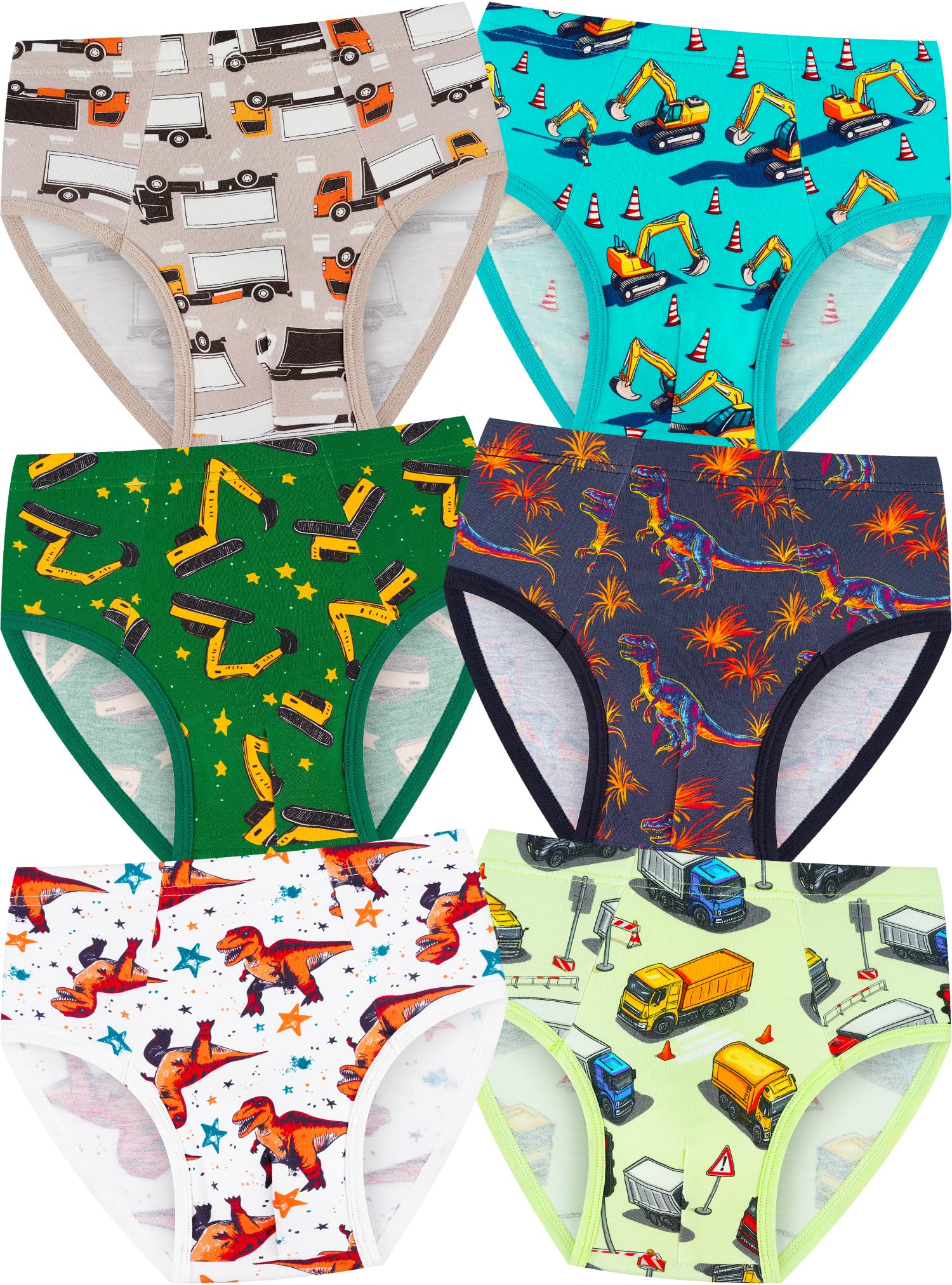 Boys Underwear Soft Cotton Tagless Panties for Toddlers Little Kids Comfort Breathable Briefs 6-Pack