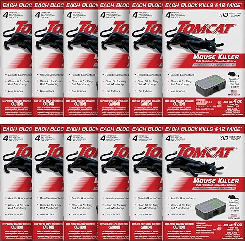 Miniatura 14 de Tomcat Mouse Killer(e) resistente a niños, estación recargable con tapa transparente para fácil monitoreo del cebo, 4 paquetes cada uno con 1