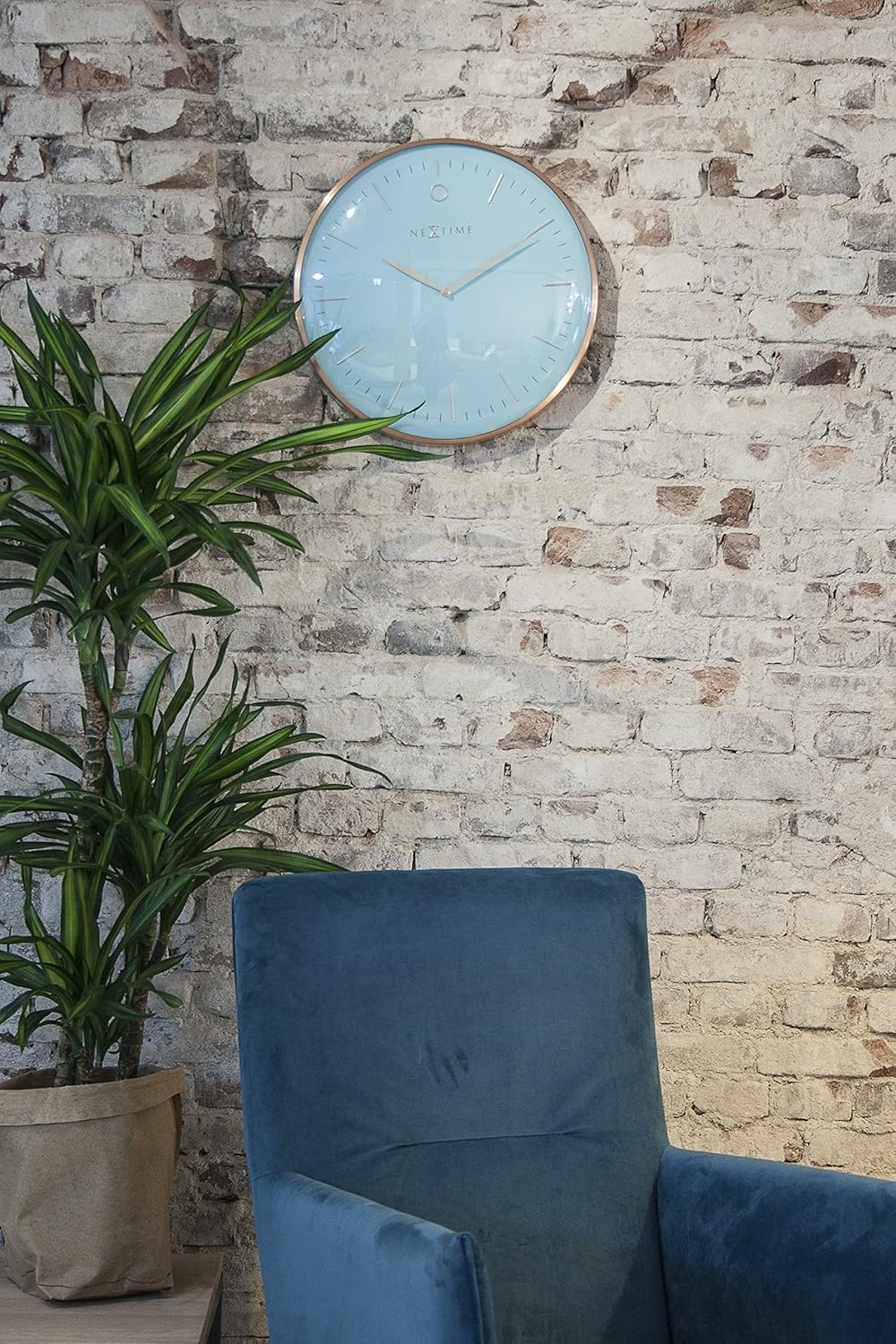 NEXTIME Glamour Wall Clock, 15.75" in Diameter, Turquoise