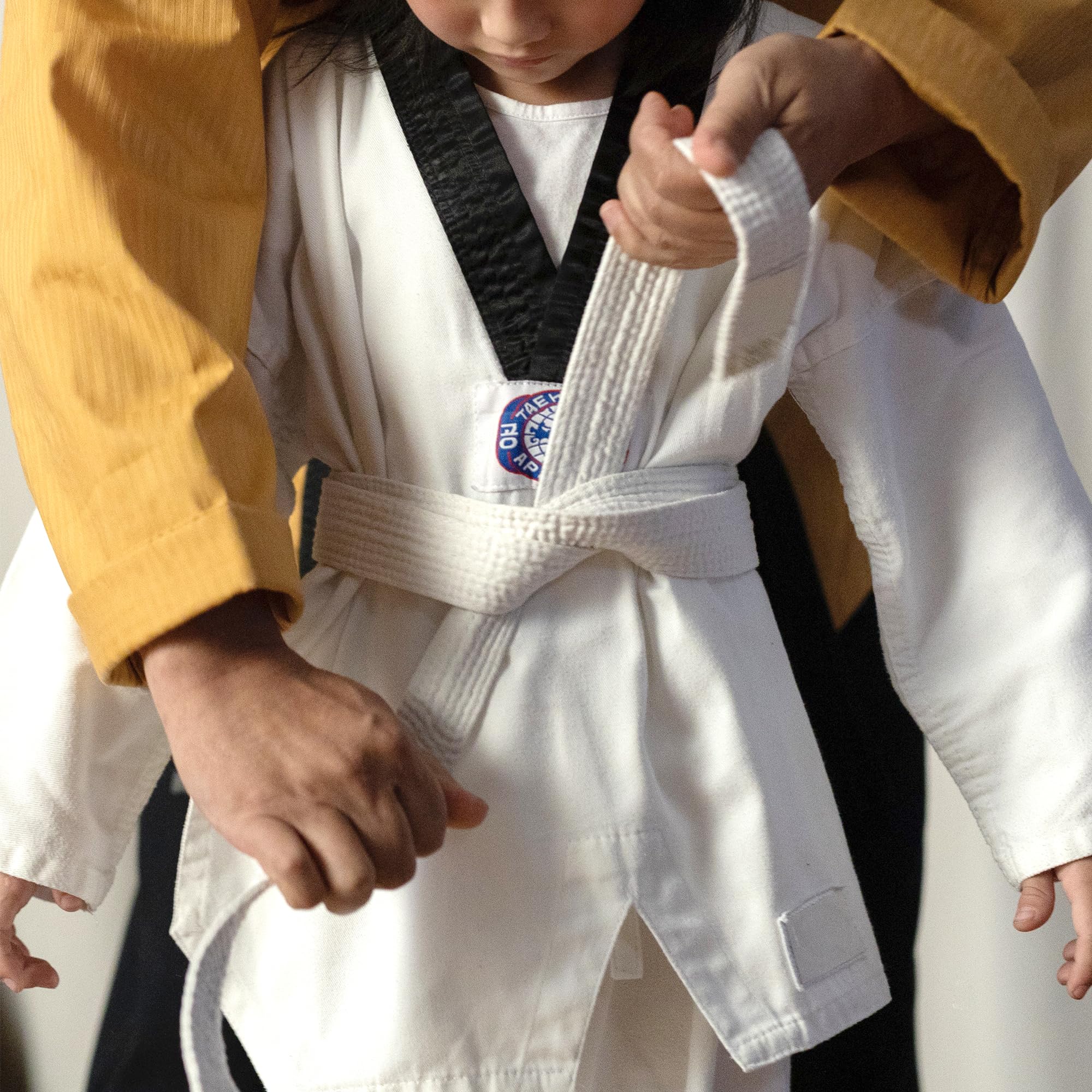 Cinturón Karate Judo Taekwondo Aikido Blanco Tela Gruesa 2 Piezas Artes Marciales