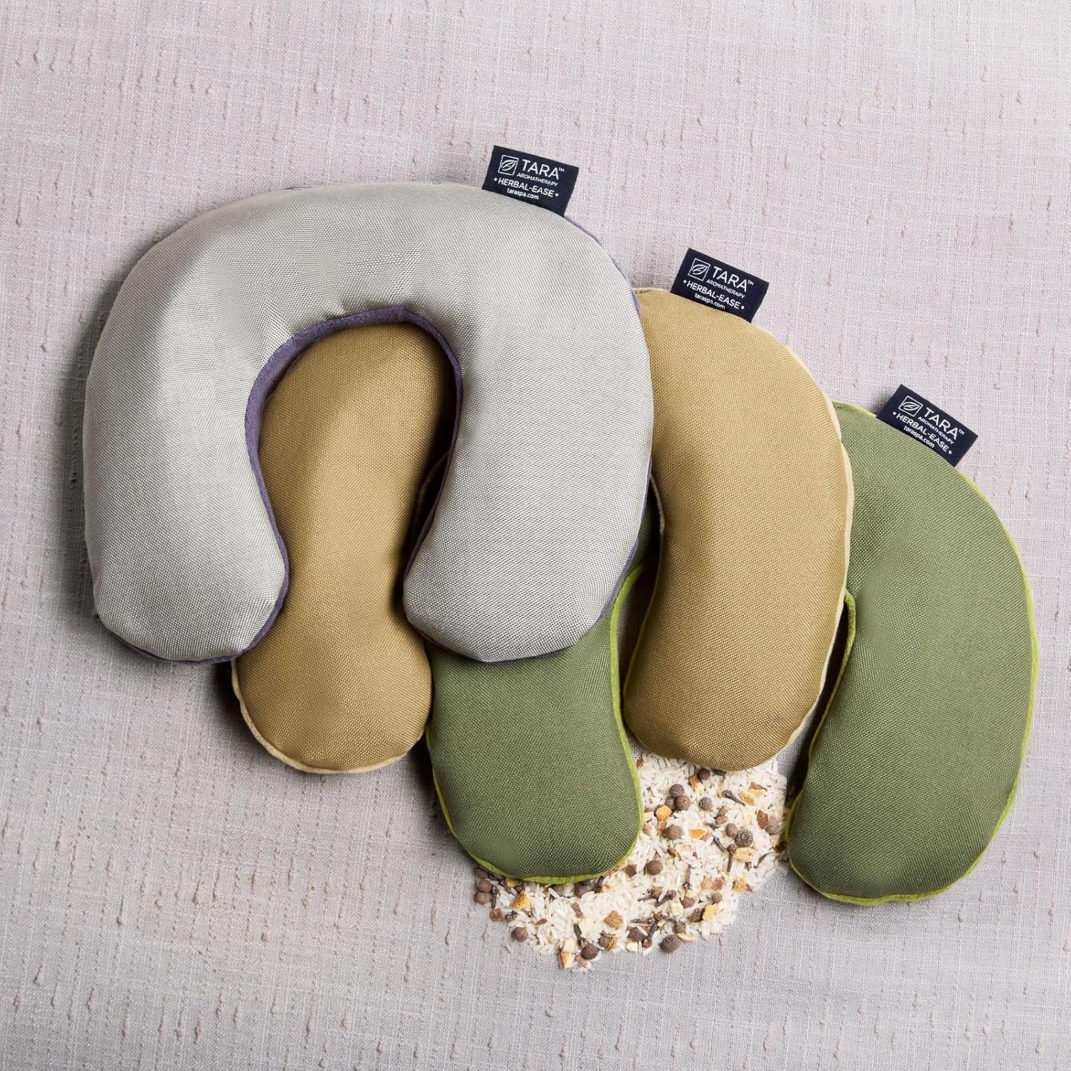 Spa Therapy Herbal-Ease Aromatherapy Pillow Gift Bag Set, Neck + Silk Eye Pillow, Slate Gray