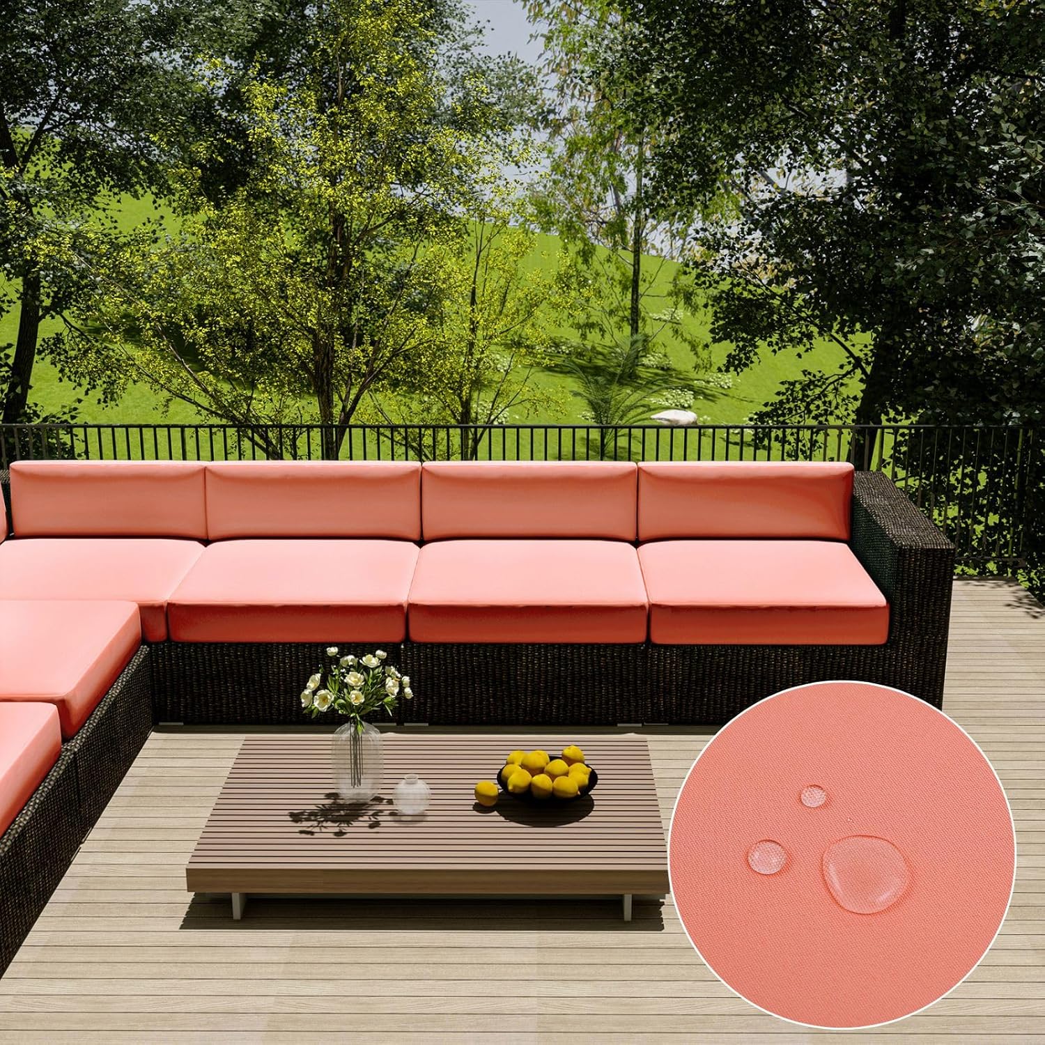 vctops Waterproof Oxford Outdoor Cushion Cover 25x25x4 inch Furniture Patio Cushion Cover Replacement Outdoor Seat Cushion Slipcover with Zipper (Coral Red,25"x25")