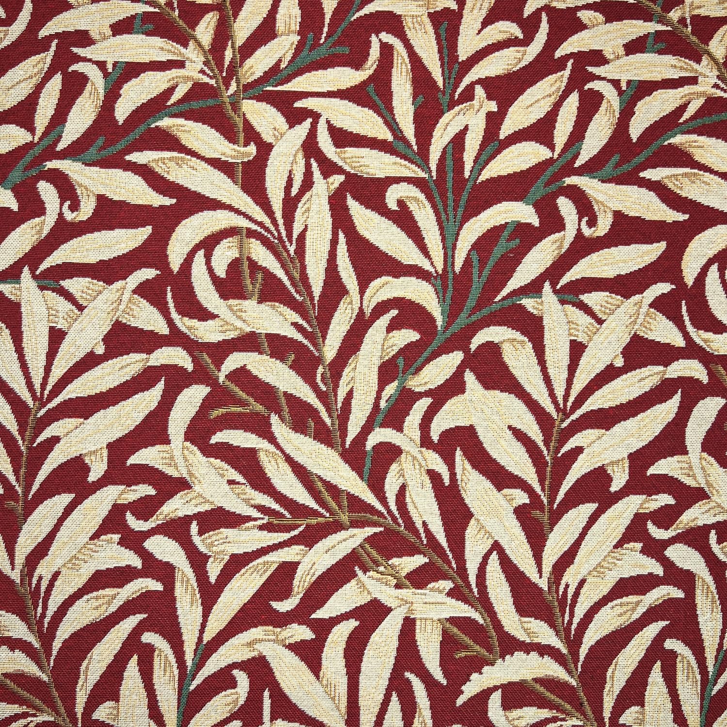 Glamour Secrets Red Tapestry Fabric William Morris - Willow Bough Crimson Leaf Floral Upholstery Fabric Material (100Cm X 140Cm)