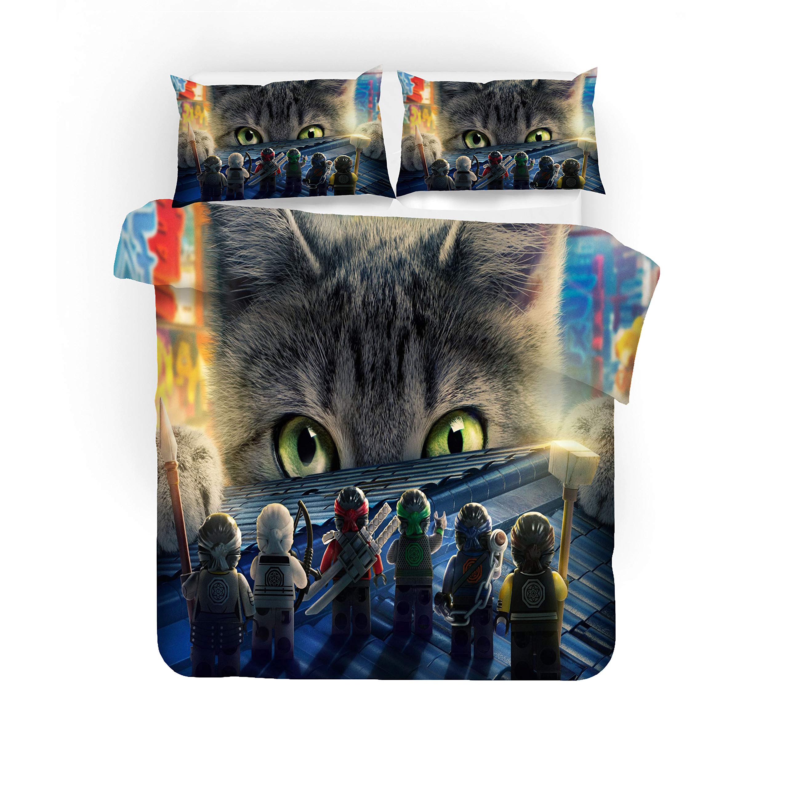 Set Biancheria da Letto Cartoon Film per Bambini 3 Pezzi Trapunta Letto 2 Federa Super Morbida Traspirante in Microfibra Ipoallergenico Copripiumino (220x240cm,Piscina Morta)