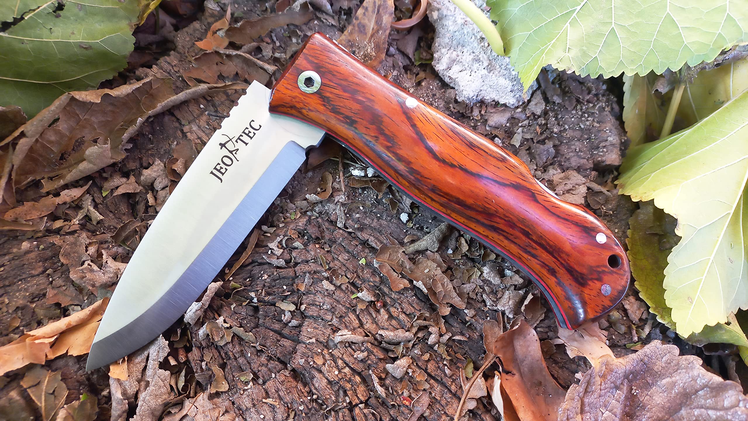 JEO-TEC Nº17 Coltelli Pieghevoli Bushcraft, Coltello da Campeggio Multiuso per attività all'aperto - Lama in acciaio inossidabile Sandvik 14C28N - Fatto in Spagna