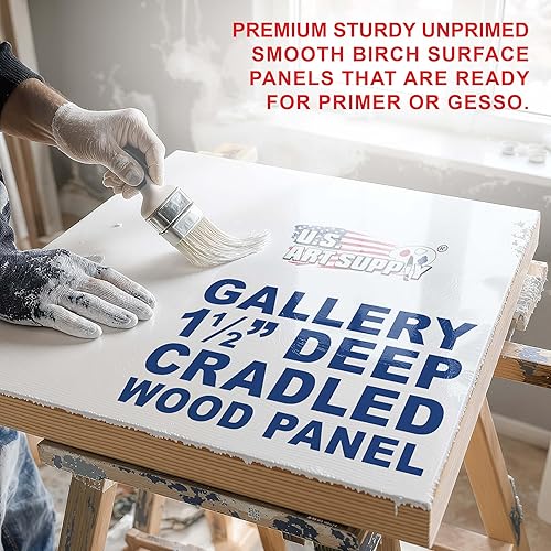 Miniatura 3 de U.S. Art Supply Paneles de madera acunados de 4 x 4 pulgadas para pintura, galería de 1-12 pulgadas de profundidad (paquete de 4)  Lienzos de pared
