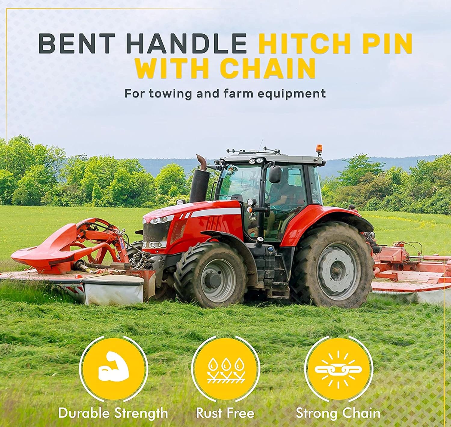 1/2 x 5 1/2 Inch Heavy Duty Steel Hitch Pin Set ,Cotter Pin with Drop Cam &Spring Grip Lanyard Included,Accessories for Tractors (2Pack)