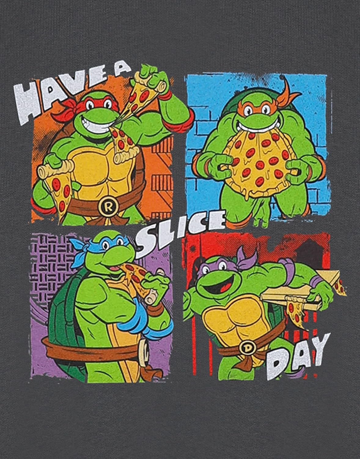 Teenage Mutant Ninja Turtles Boys Grey Sweatshirt | Have A Slice Day Graphic Sweater | TMNT Leo Mikey Don Raph Kids Apparel