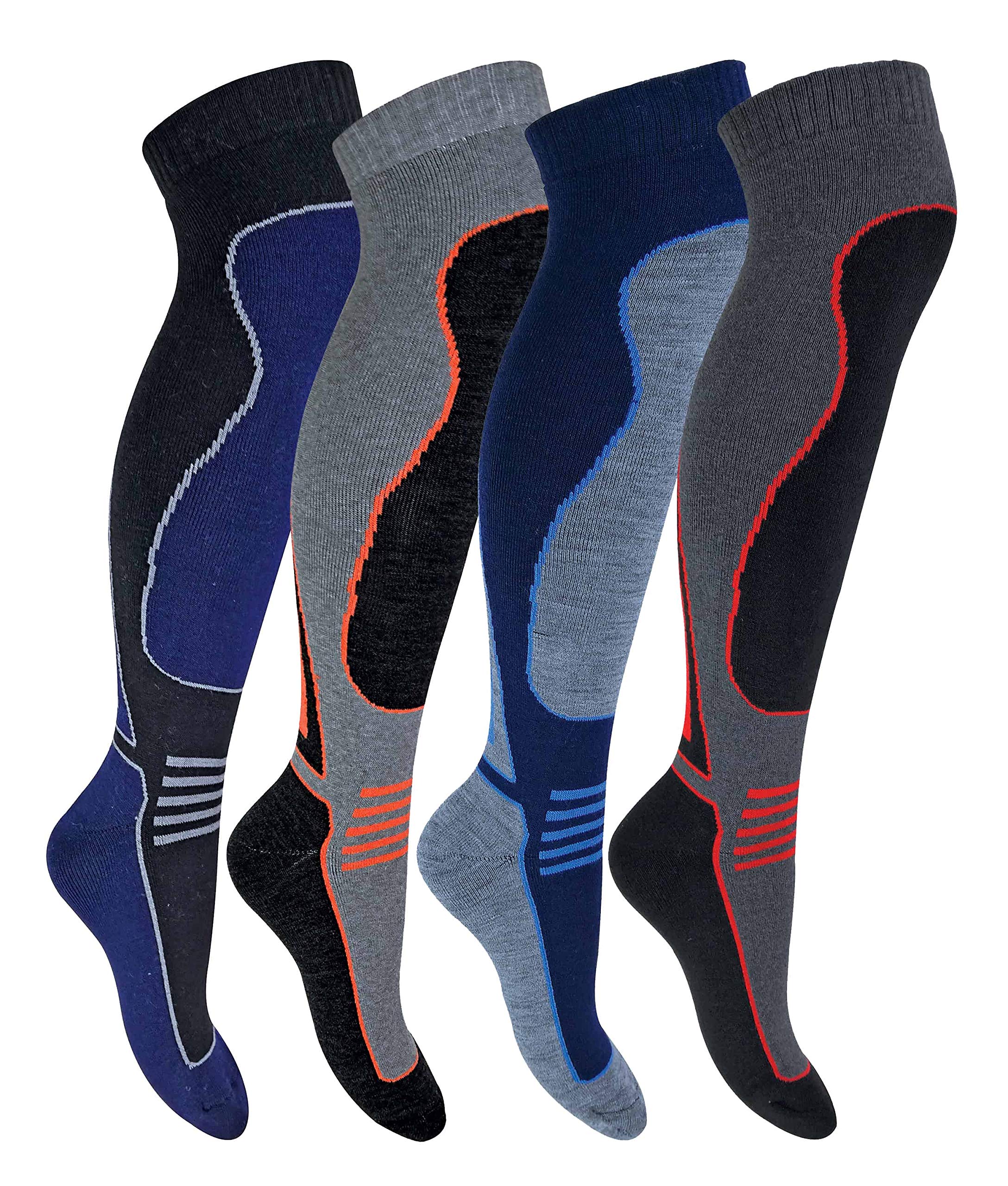 Sock Snob 4 Paires Homme Femme Enfant Hiver Hautes Laine Chaussettes Ski pour Bottes
