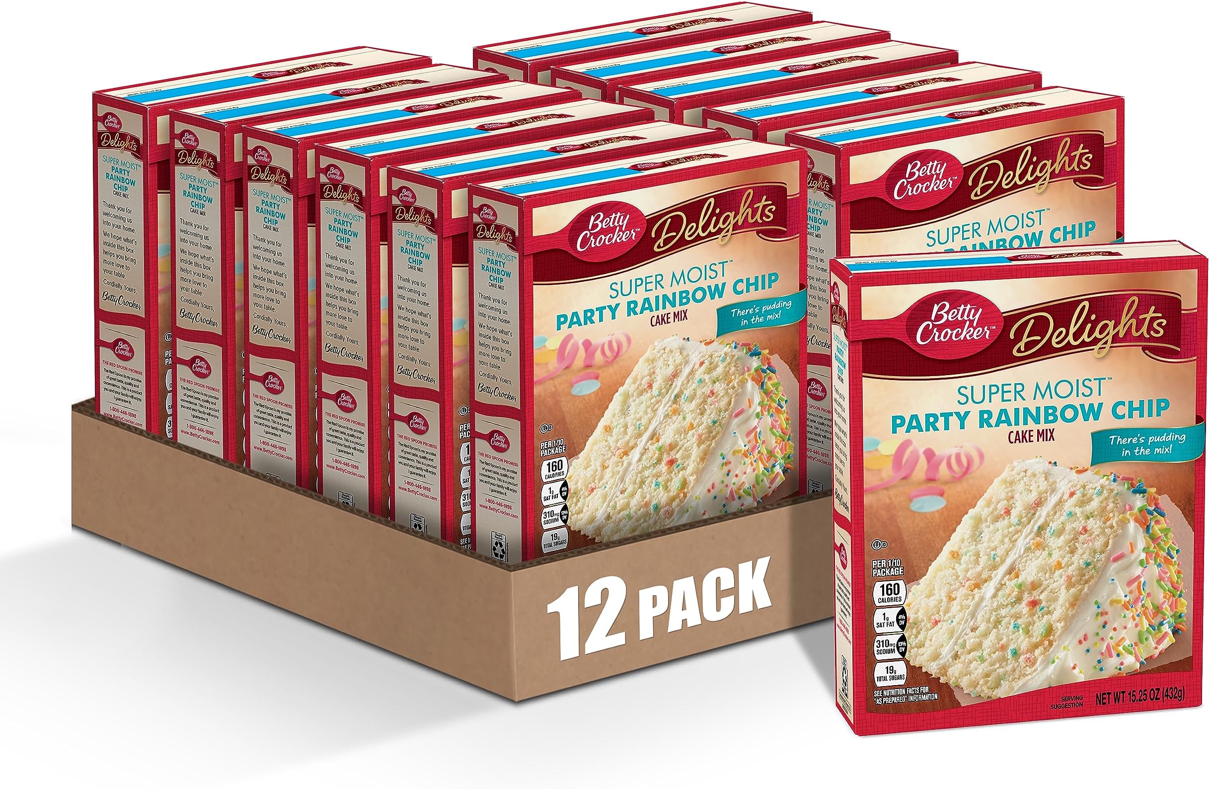 Betty Crocker Super Moist Party Rainbow Chip Cake Mix, 15.25 oz. (Pack of 12)