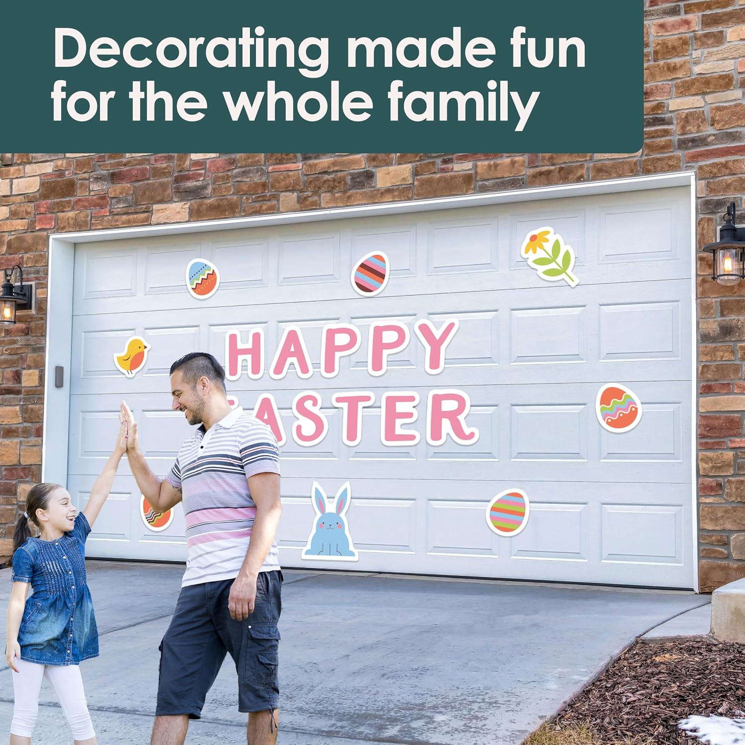 Festive Wall Decor, Easter Banner for Indoor & Outdoor Use, Magnetic Garage Door Cover in Pink. (Pink, White)