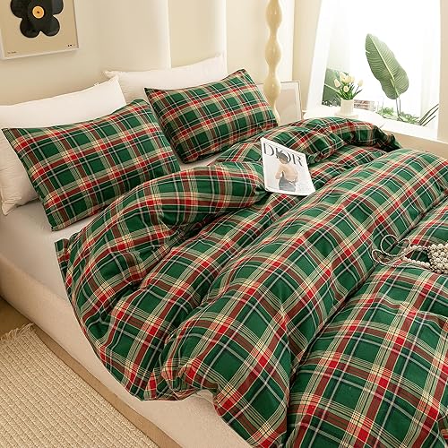 Miniatura 52 de ECOCOTT Juego de funda de edredón de 3 piezas, 100% algodón lavado, duradero, suave y cómodo, con cierre de cremallera, sin edredón, tamaño King