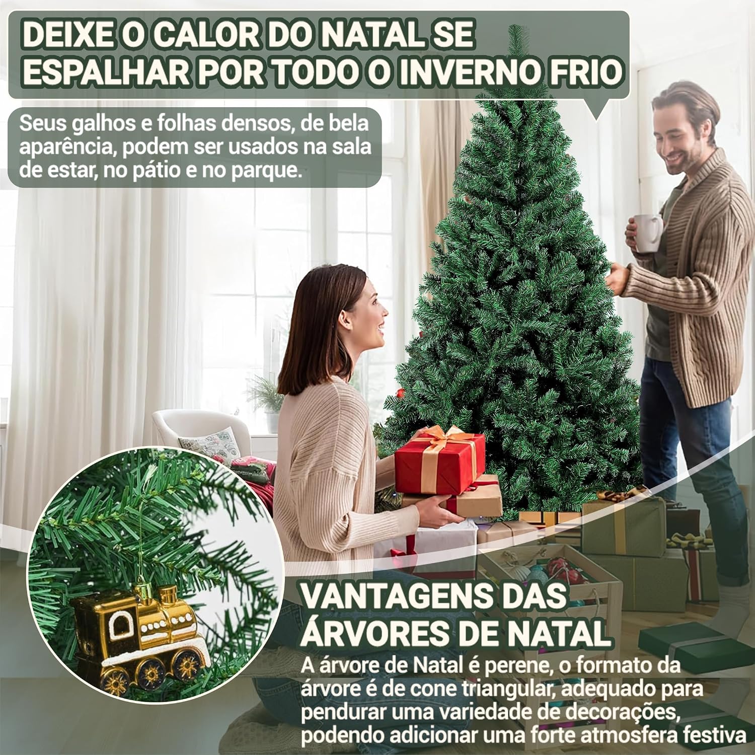 Arvore de Natal 1,8, 840 Galhos Árvore de Natal completa PVC Verde
