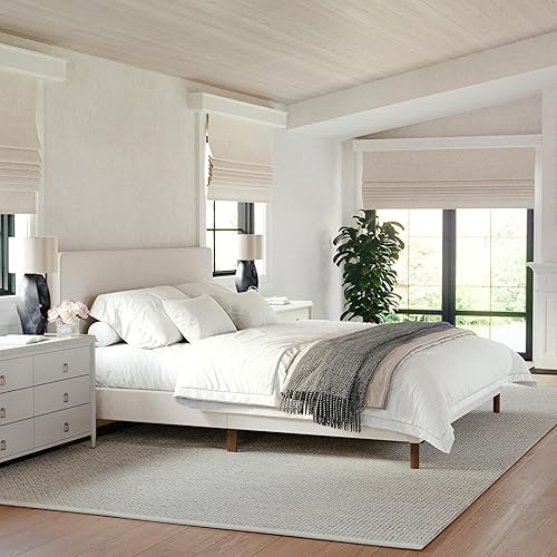Britta Platform Bed with Headboard & Footboard, Faux Linen Upholstery