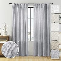 Vista 20 de Cortinas de lino semitransparentes con textura de cocina, 36 pulgadas de largo, cortinas pequeñas con bolsillo para barra, cortinas para cafetería